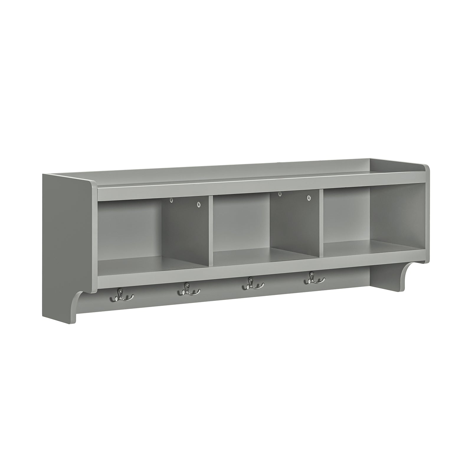SoBuy FHK28-HG, Wall Coat Rack Wall Shelf Wall Storage Cabinet Unit with Hooks