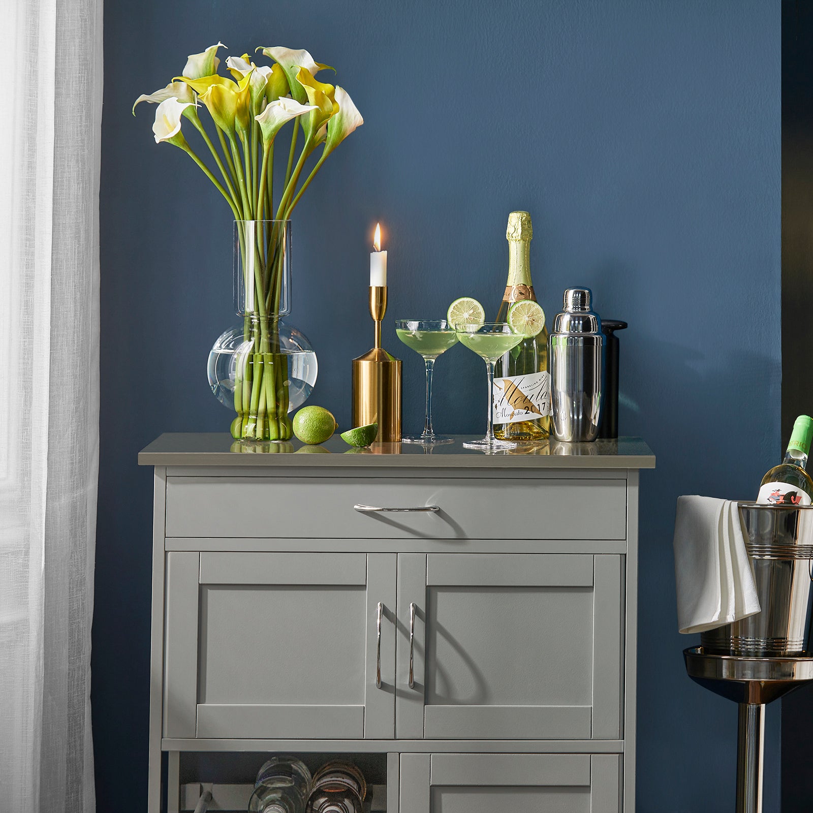 SoBuy FKW45-HG, Kitchen Storage Trolley Kitchen Cabinet with Stainless Steel Worktop