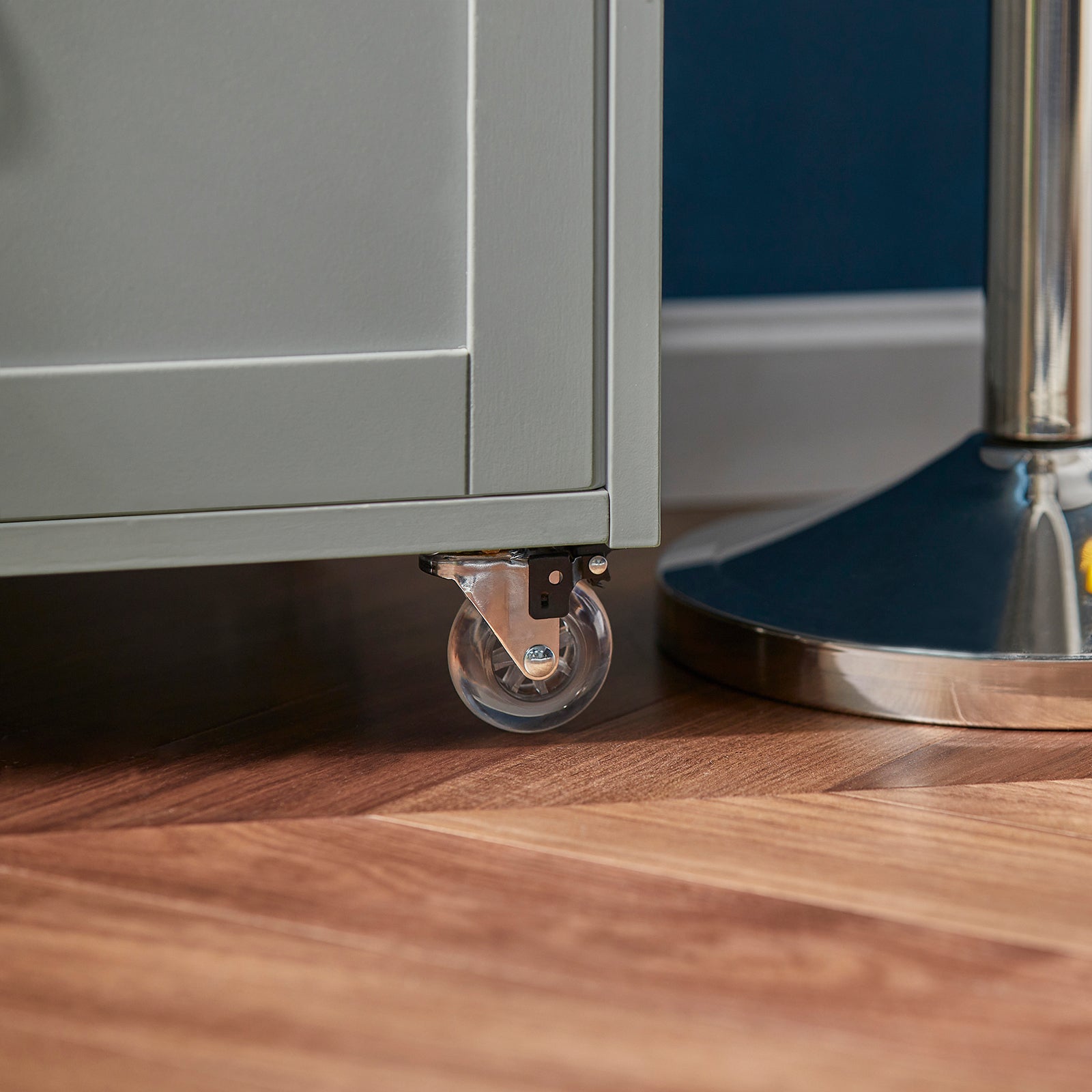 SoBuy FKW45-HG, Kitchen Storage Trolley Kitchen Cabinet with Stainless Steel Worktop