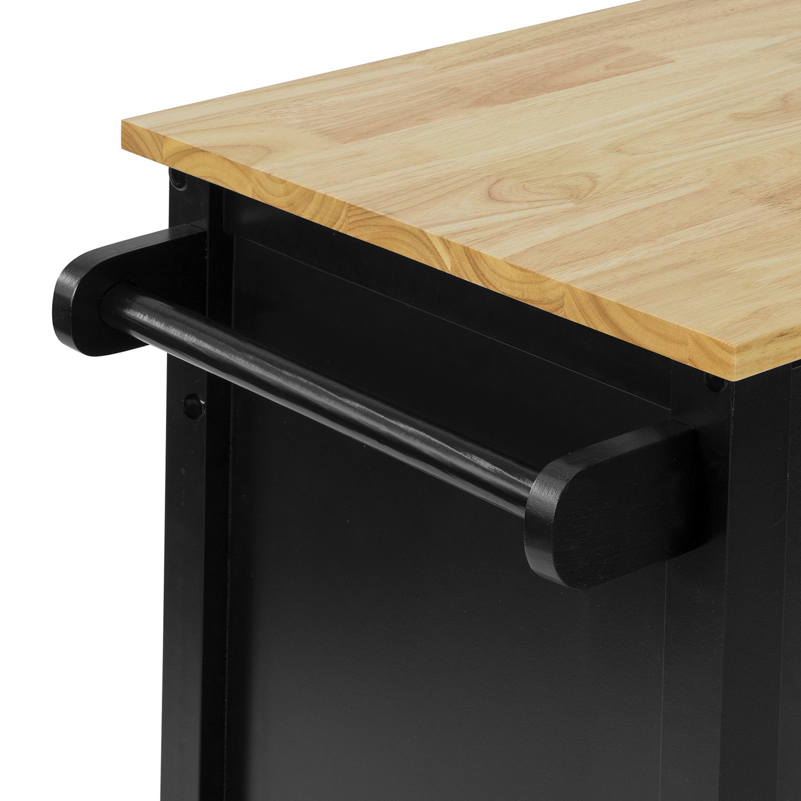 SoBuy FKW98-SCH, Kitchen Storage Trolley Serving Trolley with Rubber Wood Work top, Black
