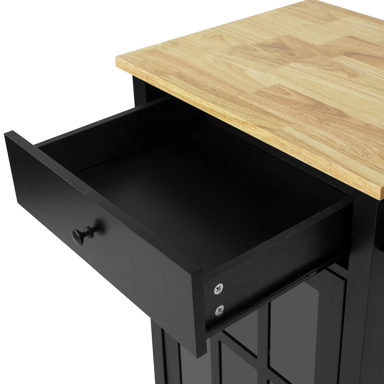 SoBuy FKW98-SCH, Kitchen Storage Trolley Serving Trolley with Rubber Wood Work top, Black