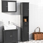 SoBuy FRG236-DG,Tall Bathroom Cabinet,Storage Unit with 2 Shutter Doors and 1 Drawer, H170cm