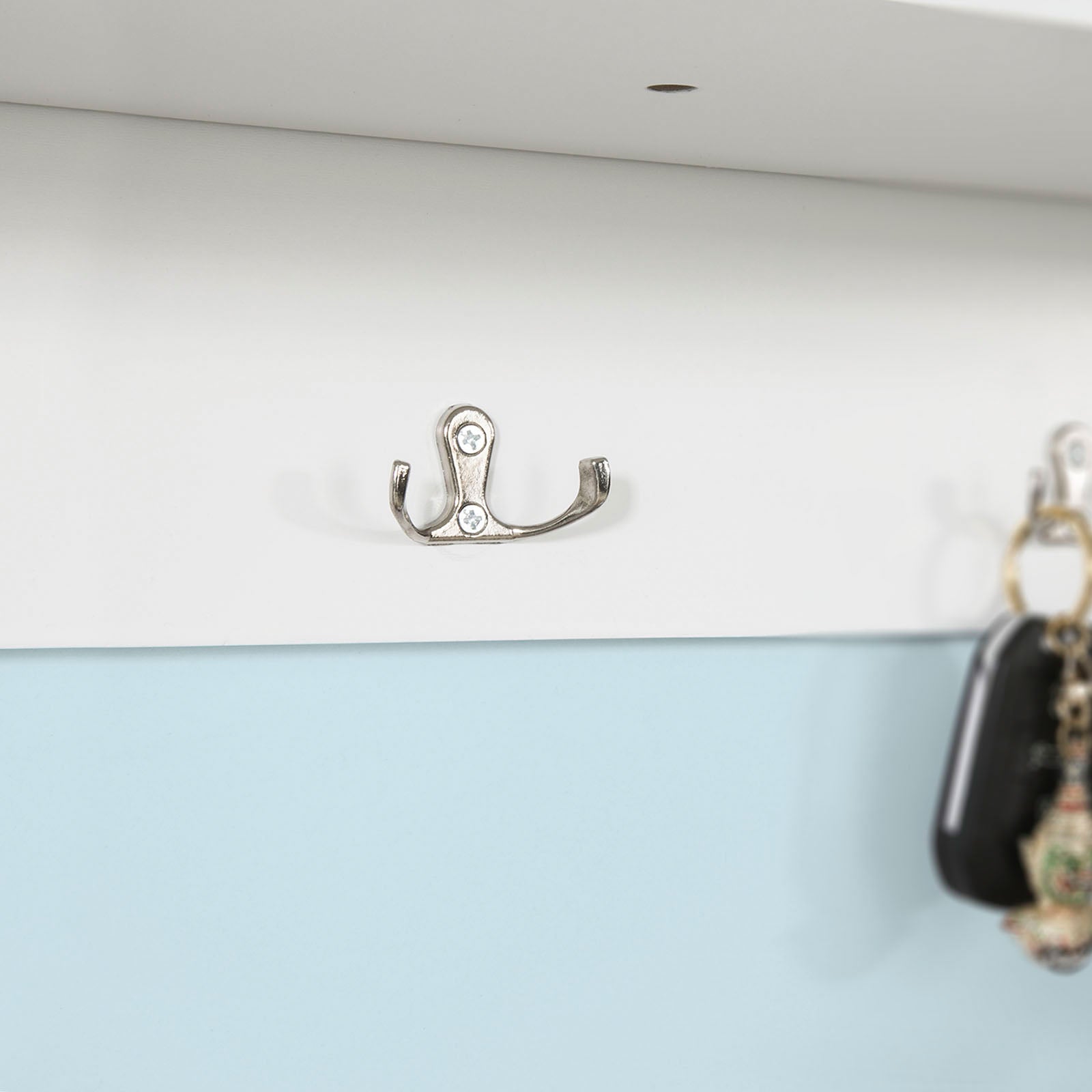 SoBuy FRG282-W, Wall Coat Rack Wall Shelf Wall Storage Cabinet Unit with 3 Baskets 5 Hooks
