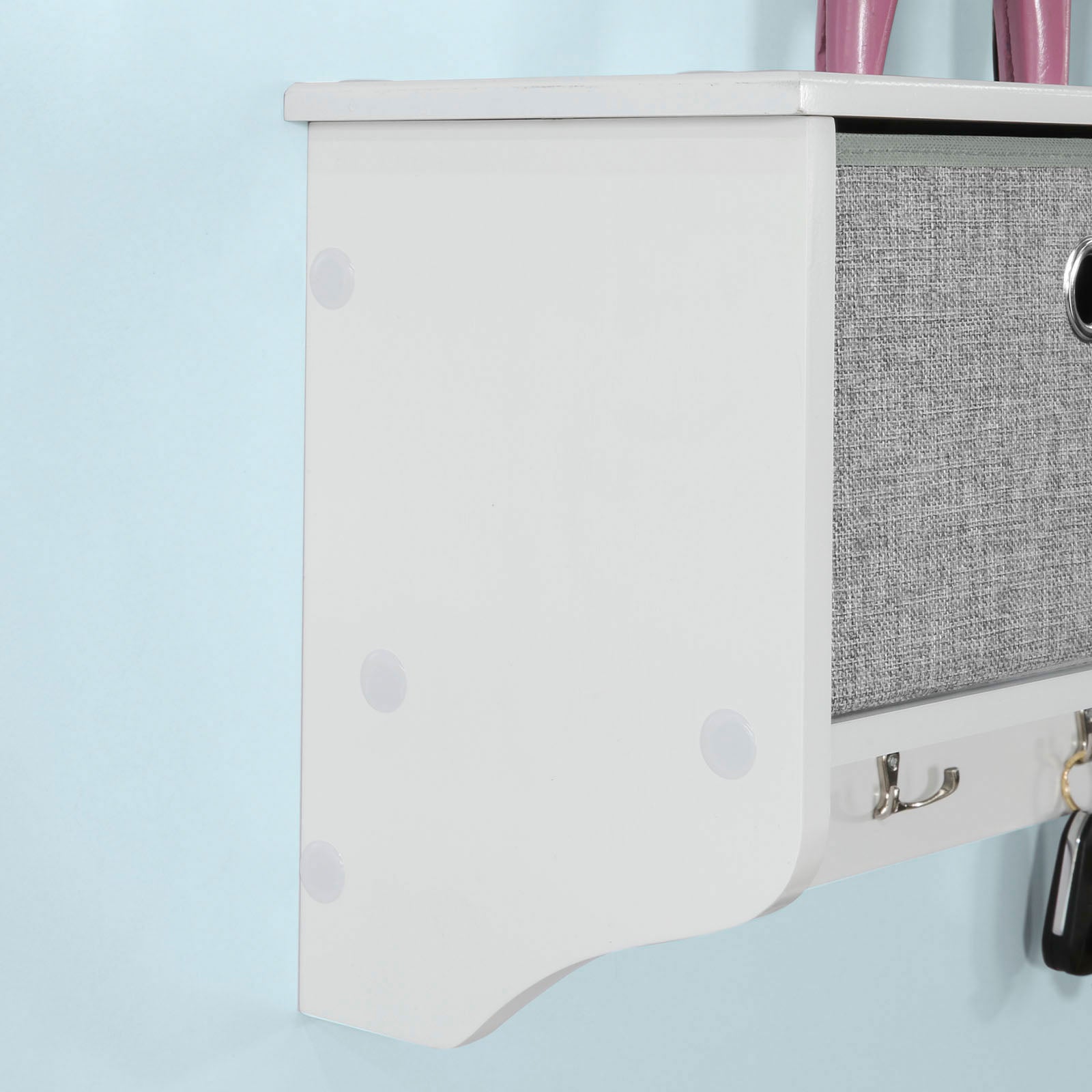 SoBuy FRG282-W, Wall Coat Rack Wall Shelf Wall Storage Cabinet Unit with 3 Baskets 5 Hooks