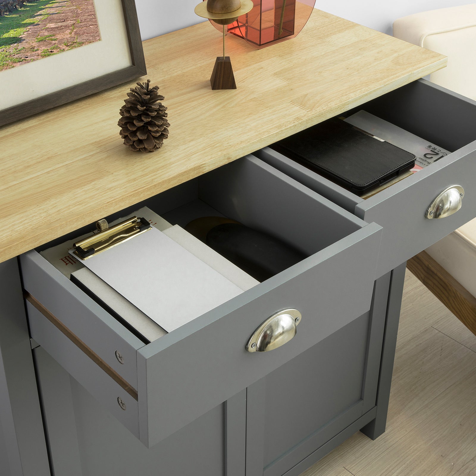 SoBuy Kitchen Dining Room Living Room Storage Cabinet Cupboard Sideboard, Grey,FSB25-HG