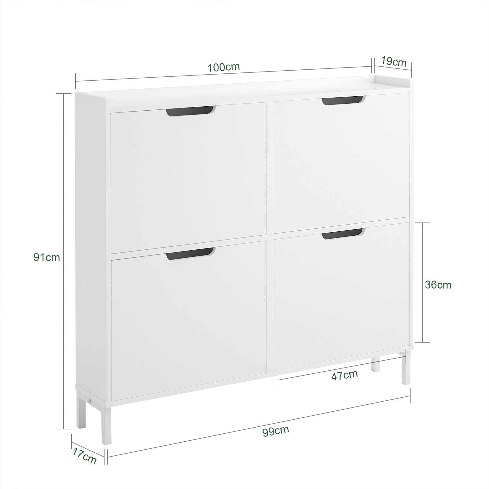 SoBuy FSR100-W, 4 Drawers Shoe Cabinet Shoe Rack Shoe Storage Cupboard Organizer Unit