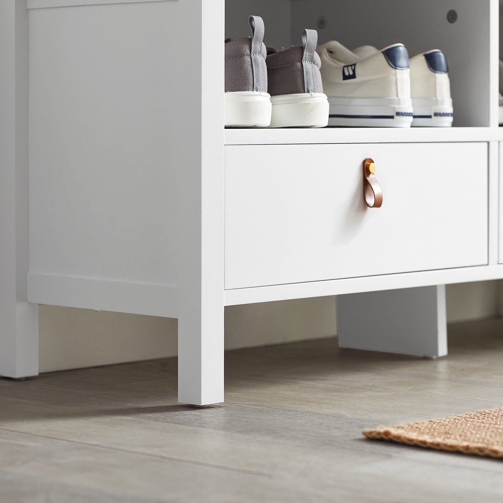 SoBuy FSR106-W, Hallway Storage Bench Shoe Bench Shoe Rack Shoe Cabinet with Seat Cushion