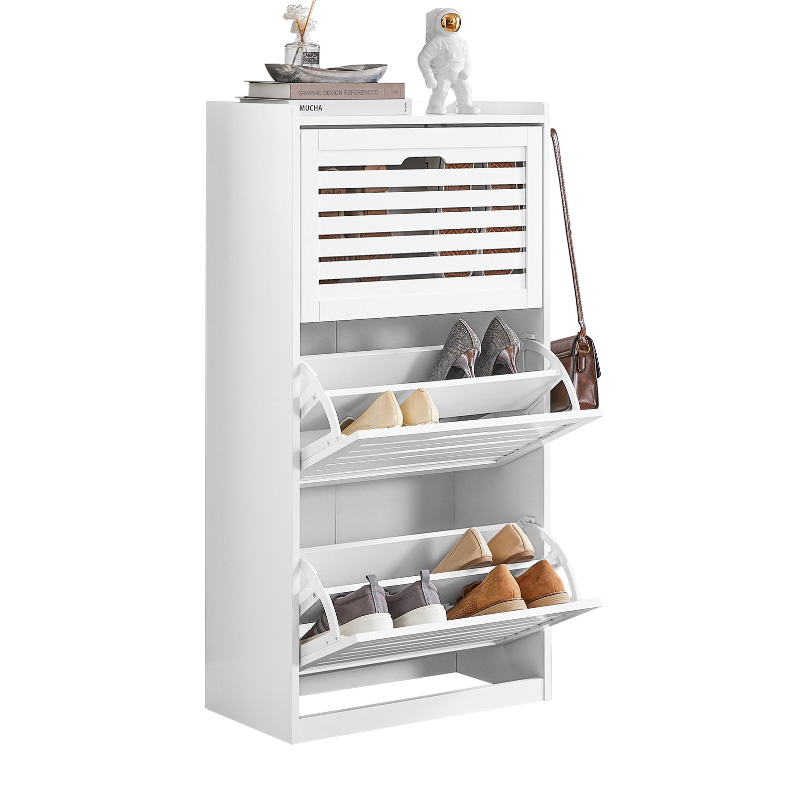 SoBuy FSR108-W, 3 Drawers Shoe Cabinet Shoe Rack Shoe Storage Cupboard Organizer Unit
