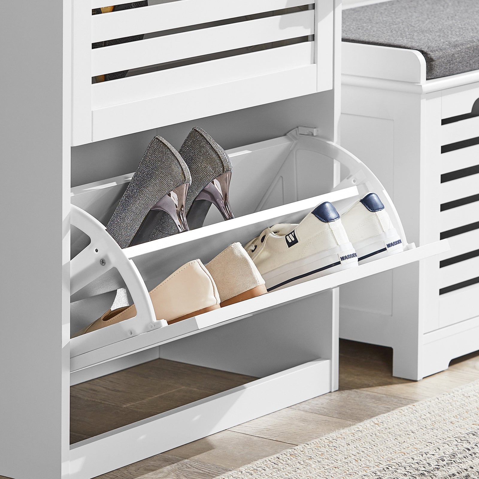 SoBuy FSR108-W, 3 Drawers Shoe Cabinet Shoe Rack Shoe Storage Cupboard Organizer Unit