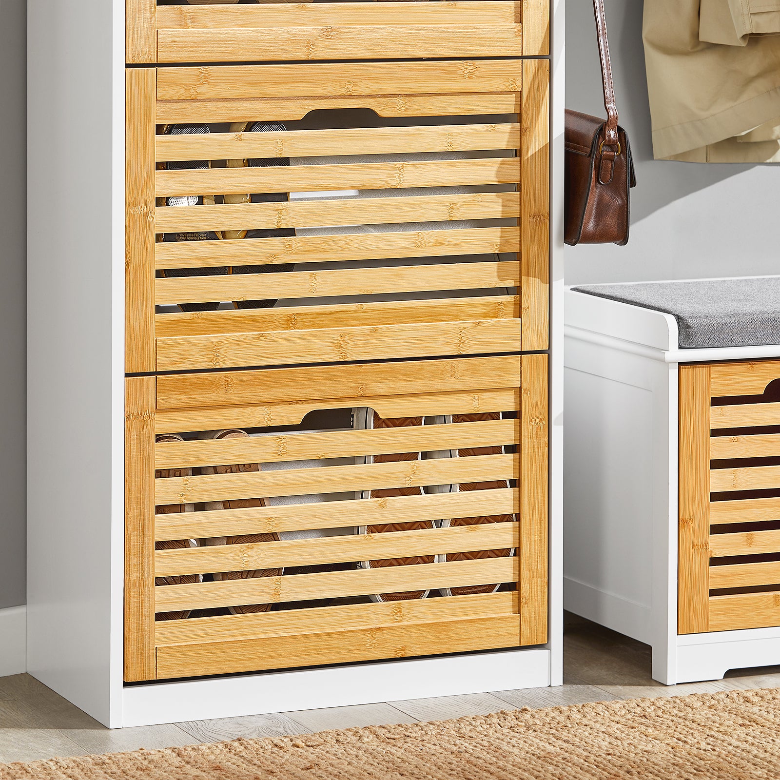 SoBuy FSR108-WN, 3 Drawers Shoe Cabinet Shoe Rack Shoe Storage Cupboard Organizer Unit