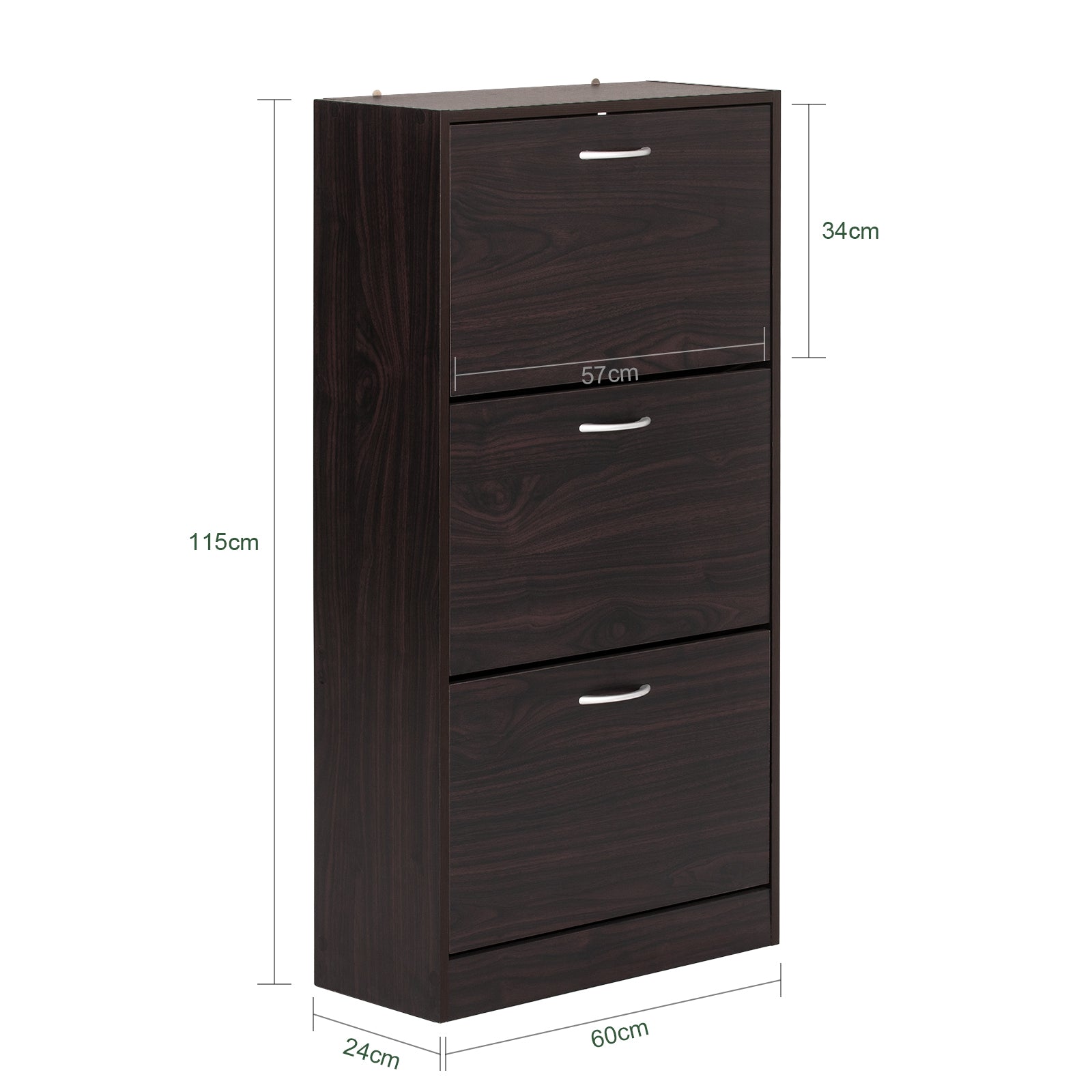 SoBuy FSR110-BR, 3 Drawers Shoe Cabinet Shoe Rack Shoe Storage Cupboard Organizer Unit
