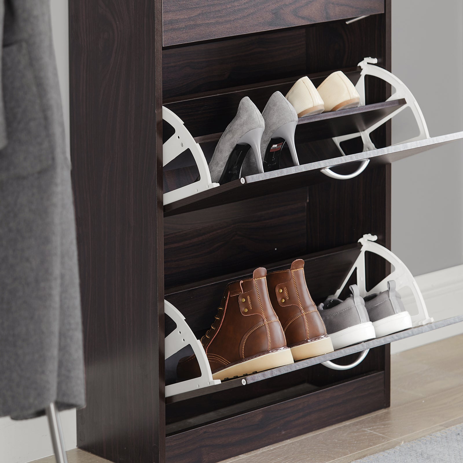 SoBuy FSR110-BR, 3 Drawers Shoe Cabinet Shoe Rack Shoe Storage Cupboard Organizer Unit