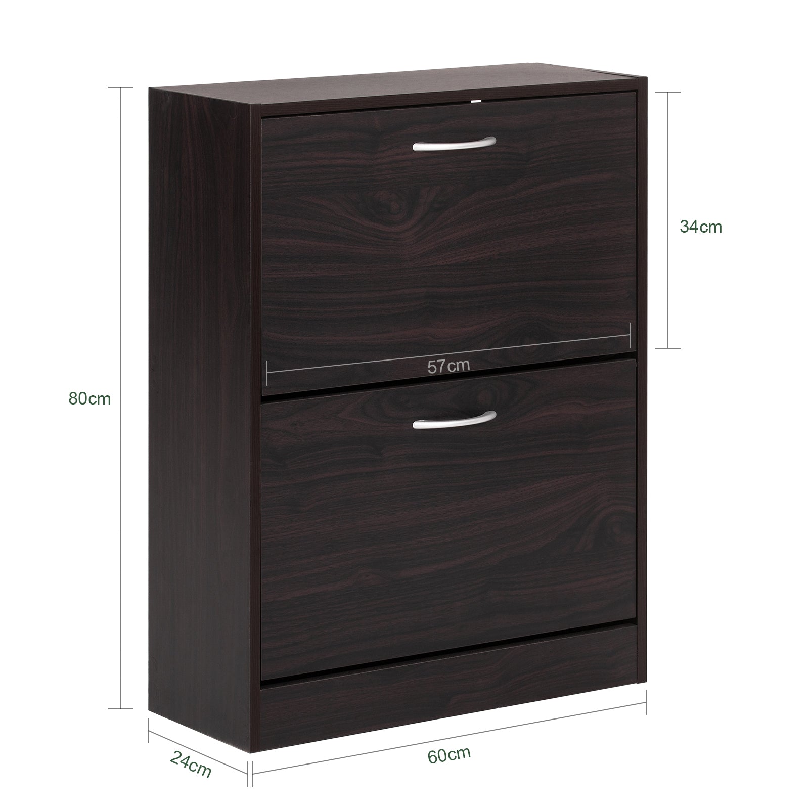 SoBuy FSR110-K-BR, 2 Drawers Shoe Cabinet Shoe Rack Shoe Storage Cupboard Organizer Unit