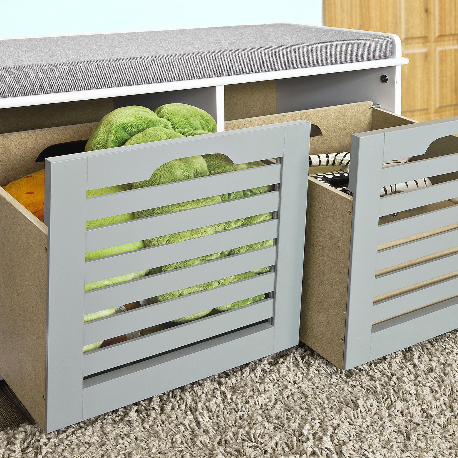 SoBuy Padd Hallway Shoe Storage Bench with 3 Drawers, FSR23-HG