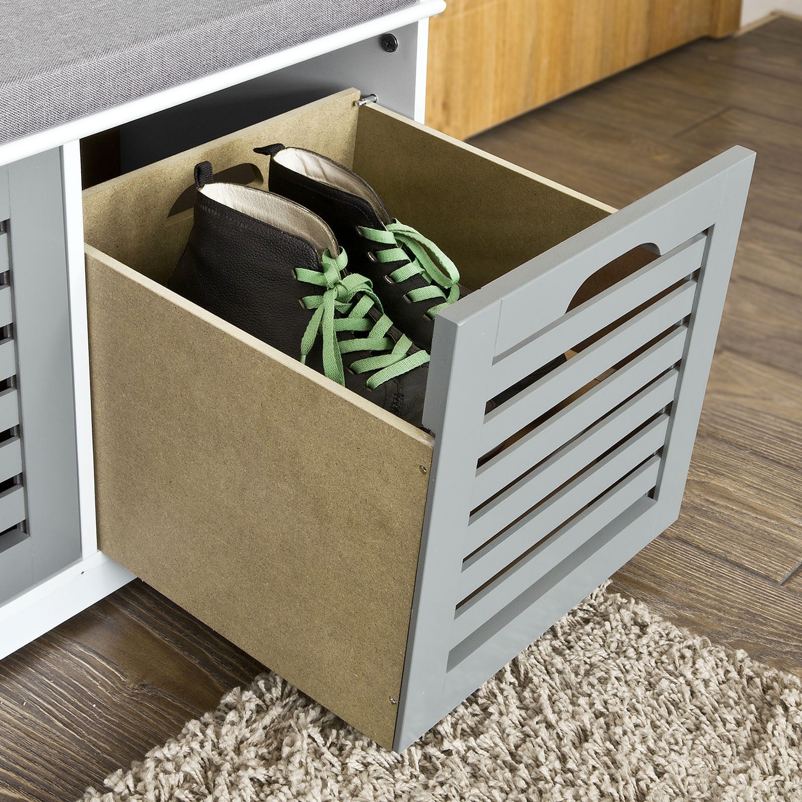 SoBuy Padd Hallway Shoe Storage Bench with 3 Drawers, FSR23-HG