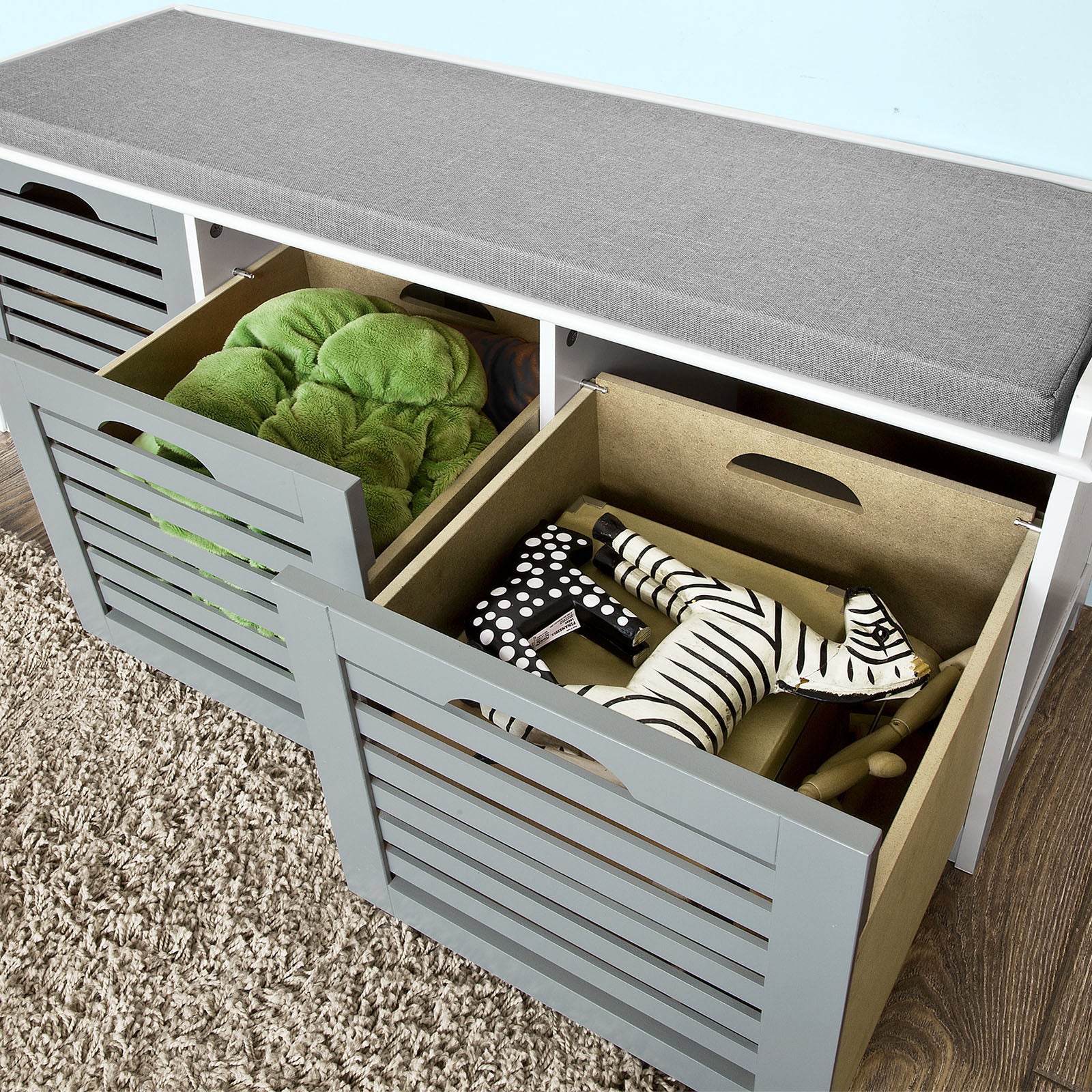 SoBuy Padd Hallway Shoe Storage Bench with 3 Drawers, FSR23-HG