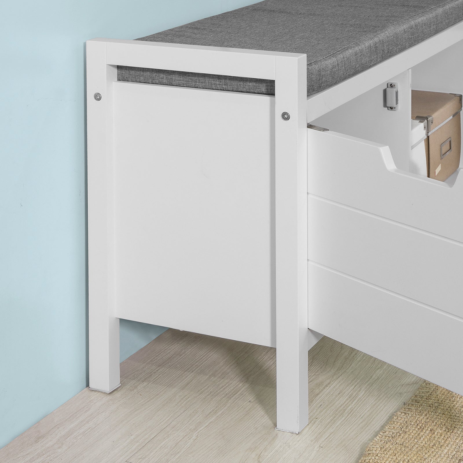 SoBuy FSR63-W, Shoe Bench Shoe Rack Shoe Cabinet Hallway Storage Bench with Seat Cushion