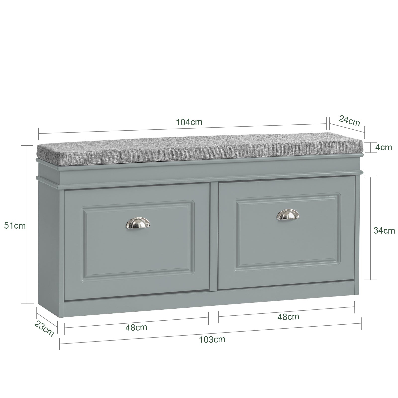 SoBuy Hallway Shoe Bench,Shoe Cabinet with Flip-Drawer and Seat Cushion FSR64-HG