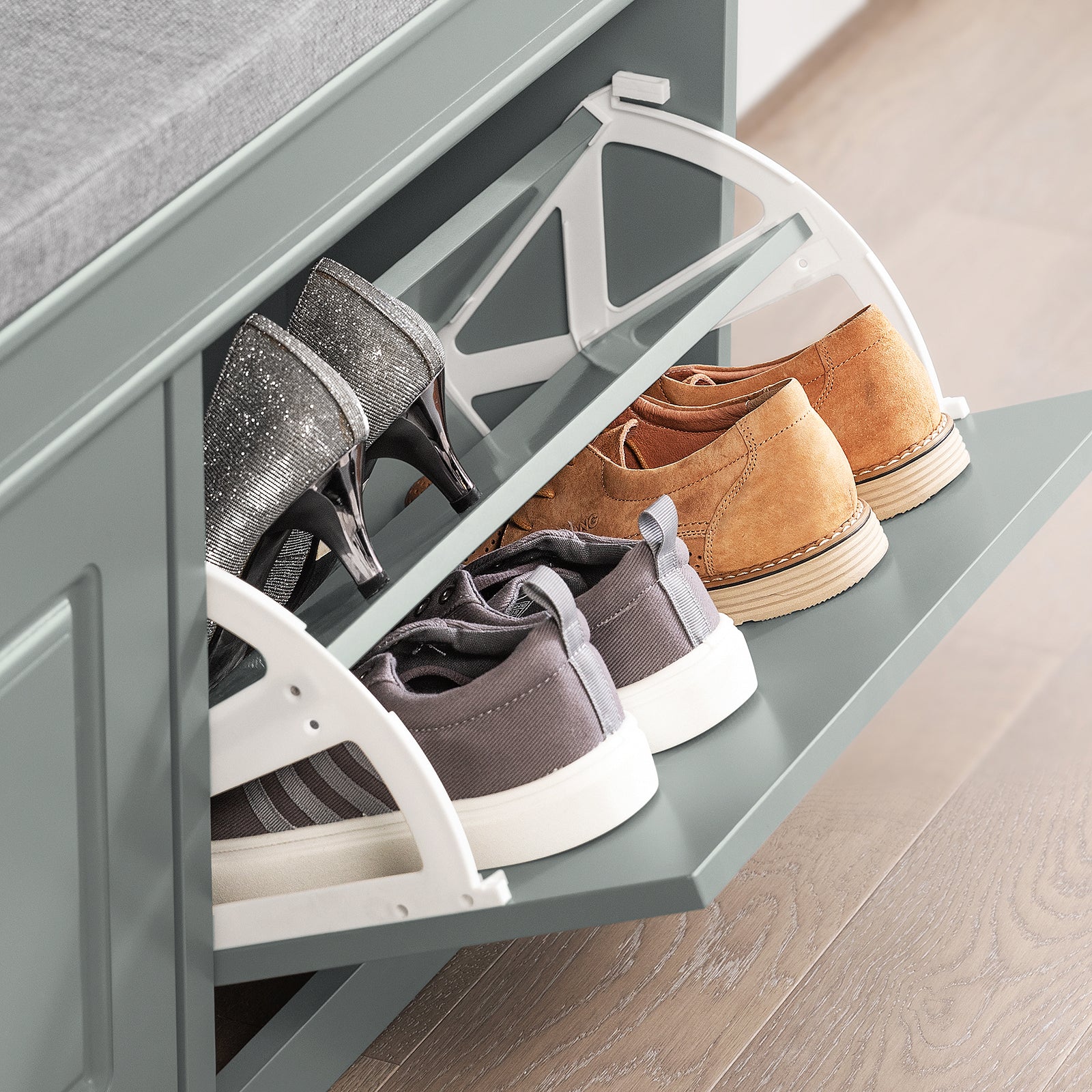 SoBuy Hallway Shoe Bench,Shoe Cabinet with Flip-Drawer and Seat Cushion FSR64-HG