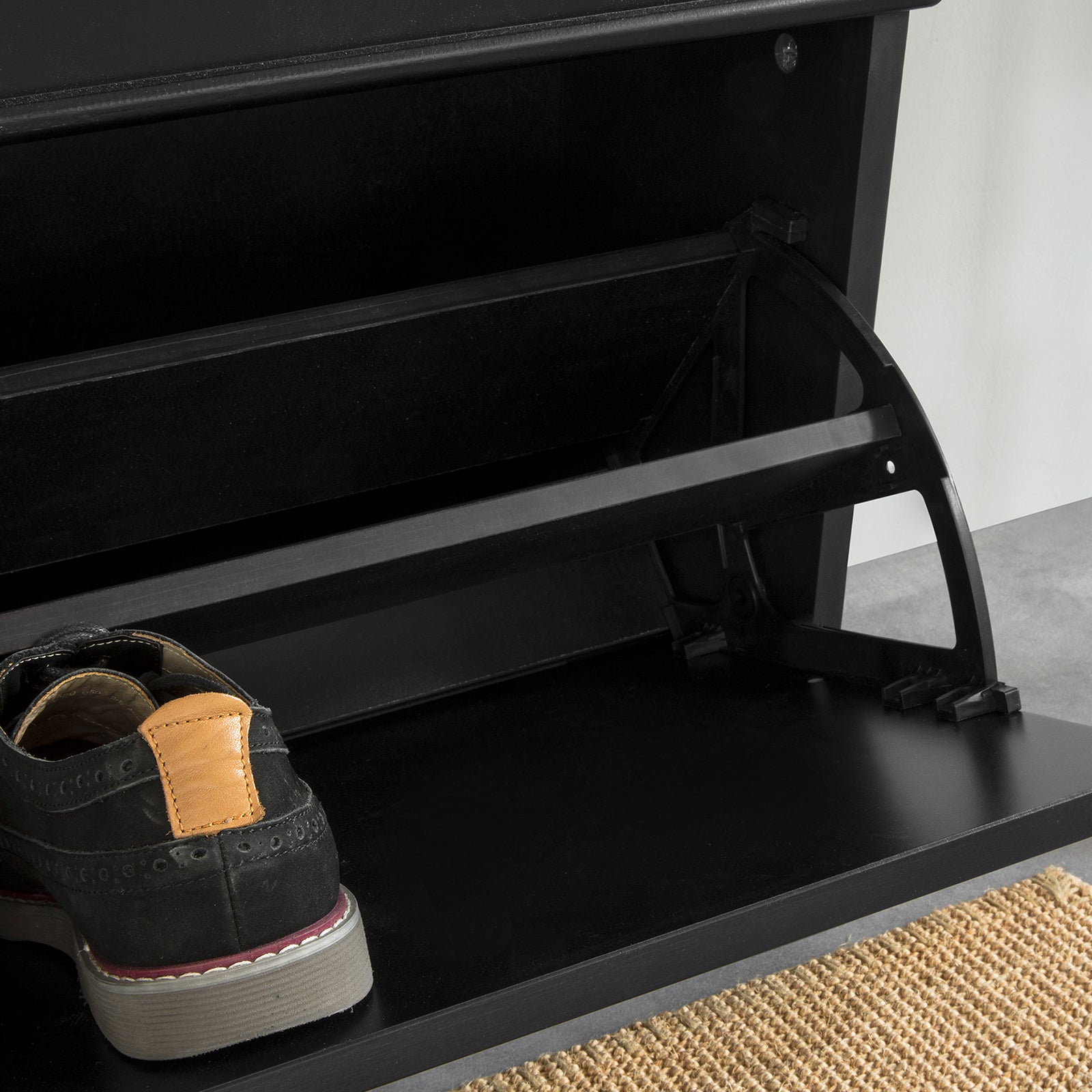 SoBuy Hallway Shoe Bench Shoe Rack Shoe Cabinet with Flip-drawer and Seat Cushion FSR64-SCH
