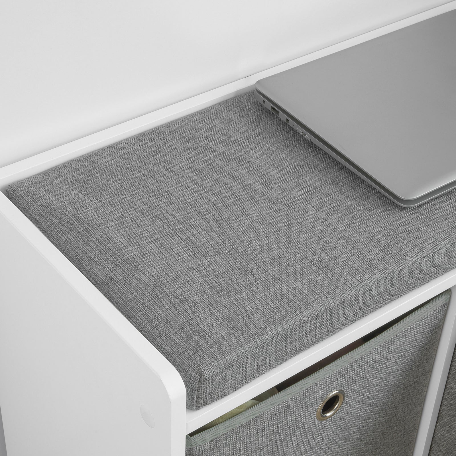 SoBuy FSR65-K-DG, 2 Baskets Hallway Bedroom Storage Bench, Shoe Bench Shoe Rack Shoe Cabinet with Seat Cushion
