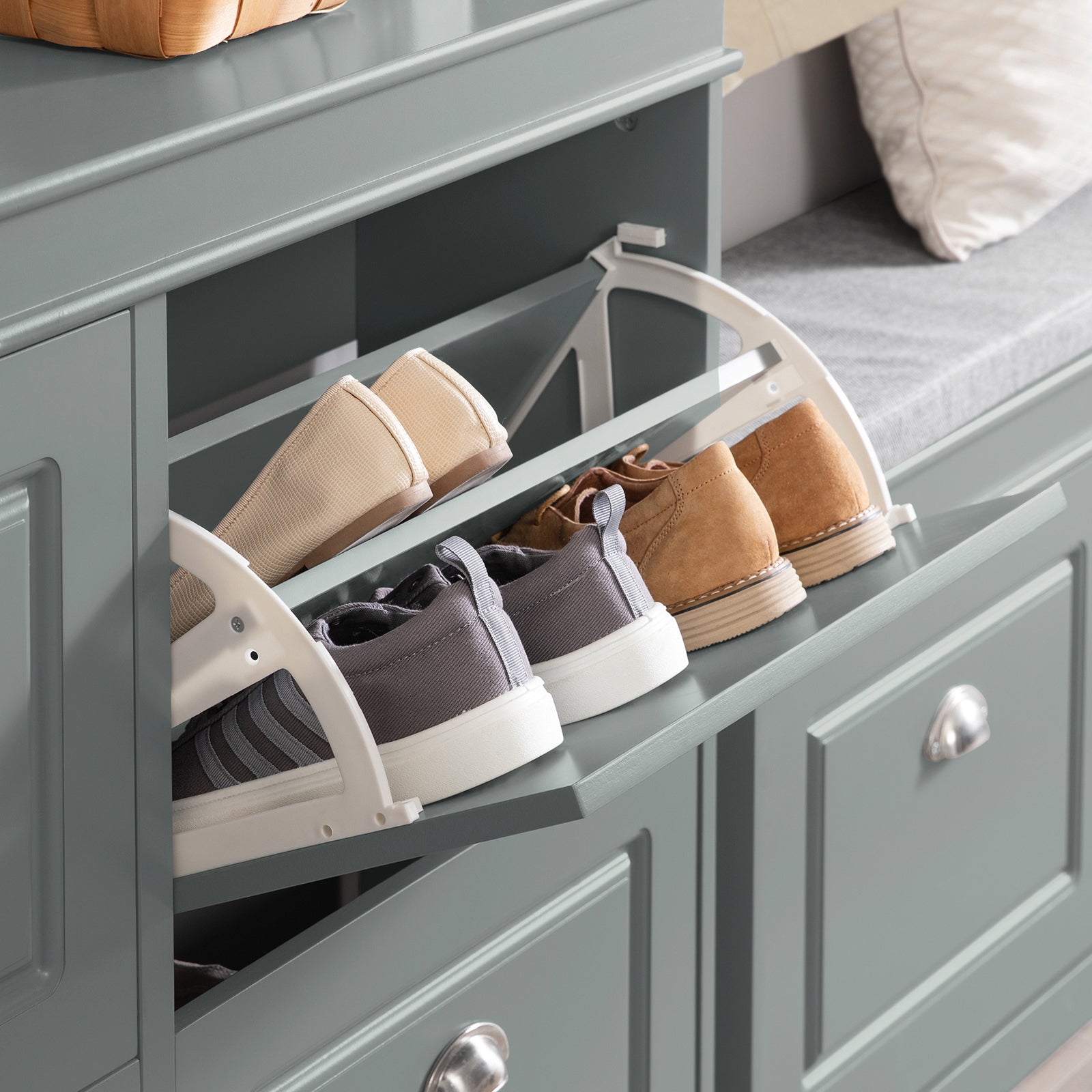 SoBuy FSR79-HG,4 Drawers Shoe Cabinet Shoe Rack Shoe Storage Cupboard Organizer Unit,Grey