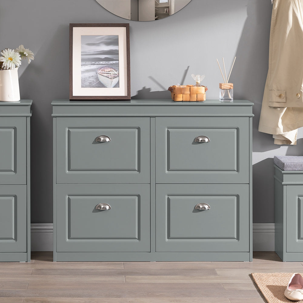 SoBuy FSR79-HG,4 Drawers Shoe Cabinet Shoe Rack Shoe Storage Cupboard Organizer Unit,Grey