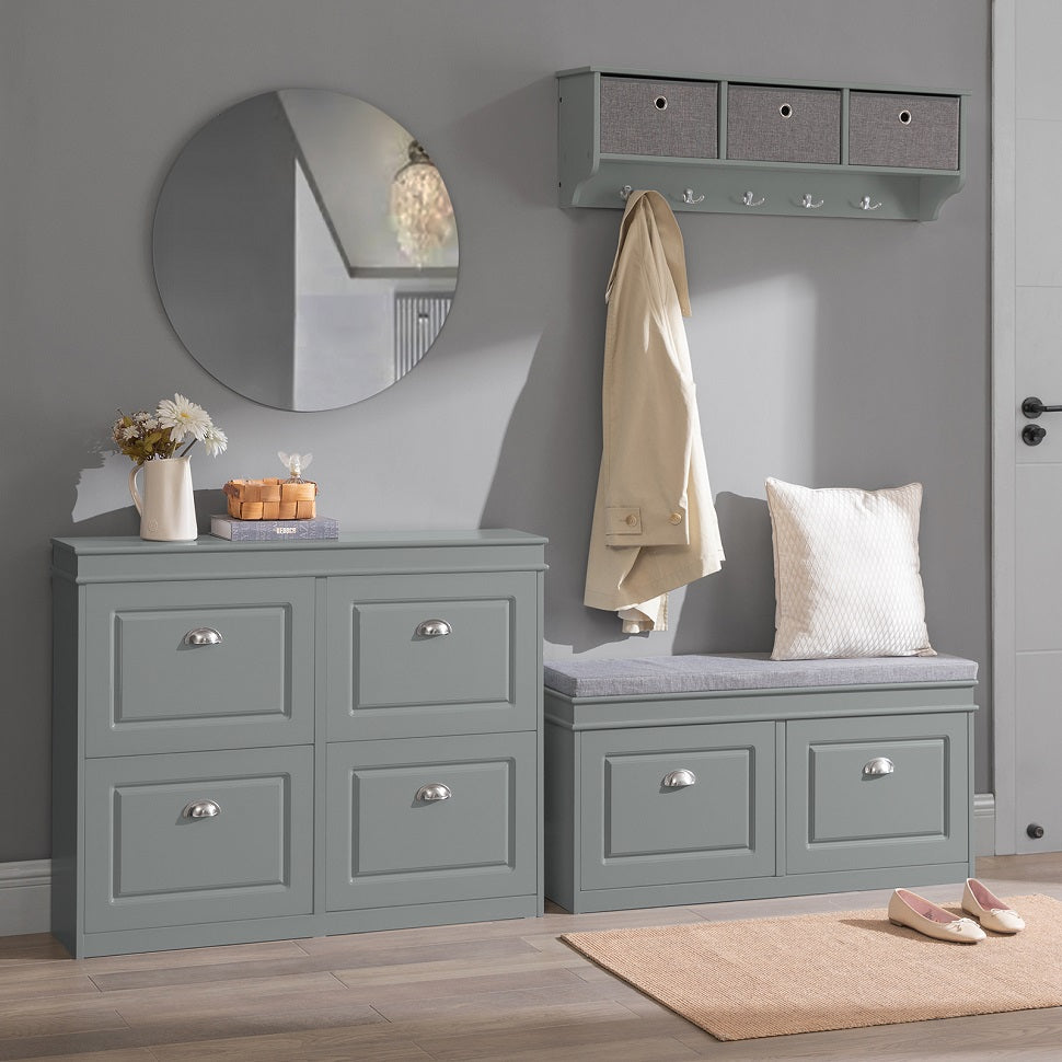 SoBuy FSR79-HG,4 Drawers Shoe Cabinet Shoe Rack Shoe Storage Cupboard Organizer Unit,Grey