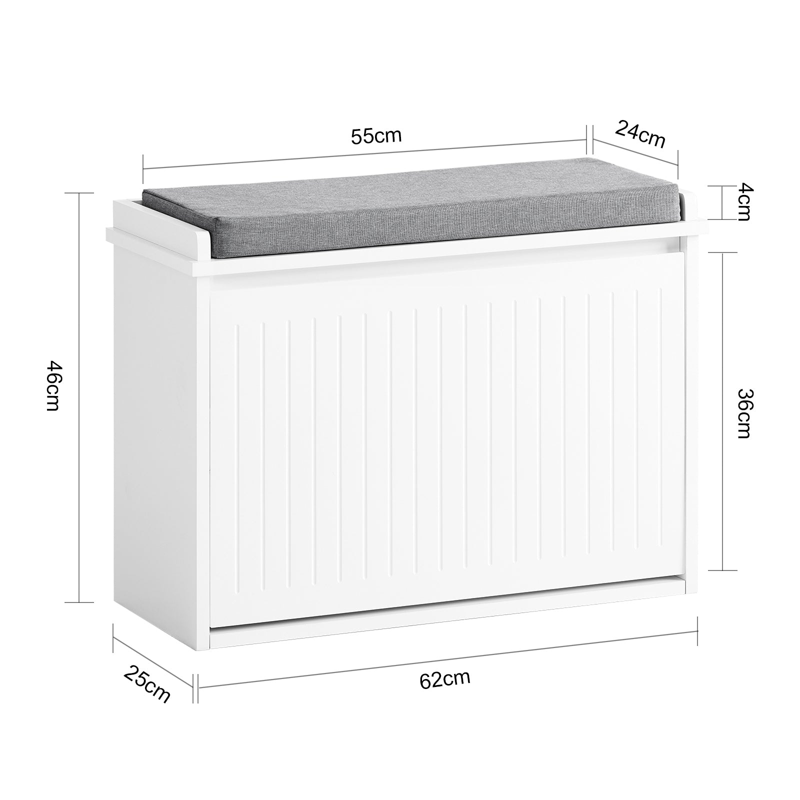 SoBuy FSR98-W, Hallway Shoe Bench Shoe Rack Shoe Cabinet with Seat Cushion and Flip-drawer