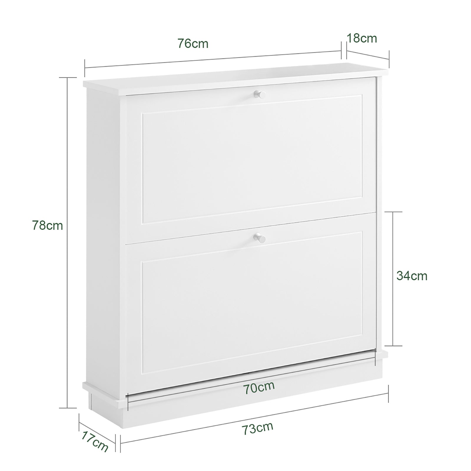SoBuy FSR99-W, 2 Drawers Shoe Cabinet Shoe Rack Shoe Storage Cupboard Organizer Unit