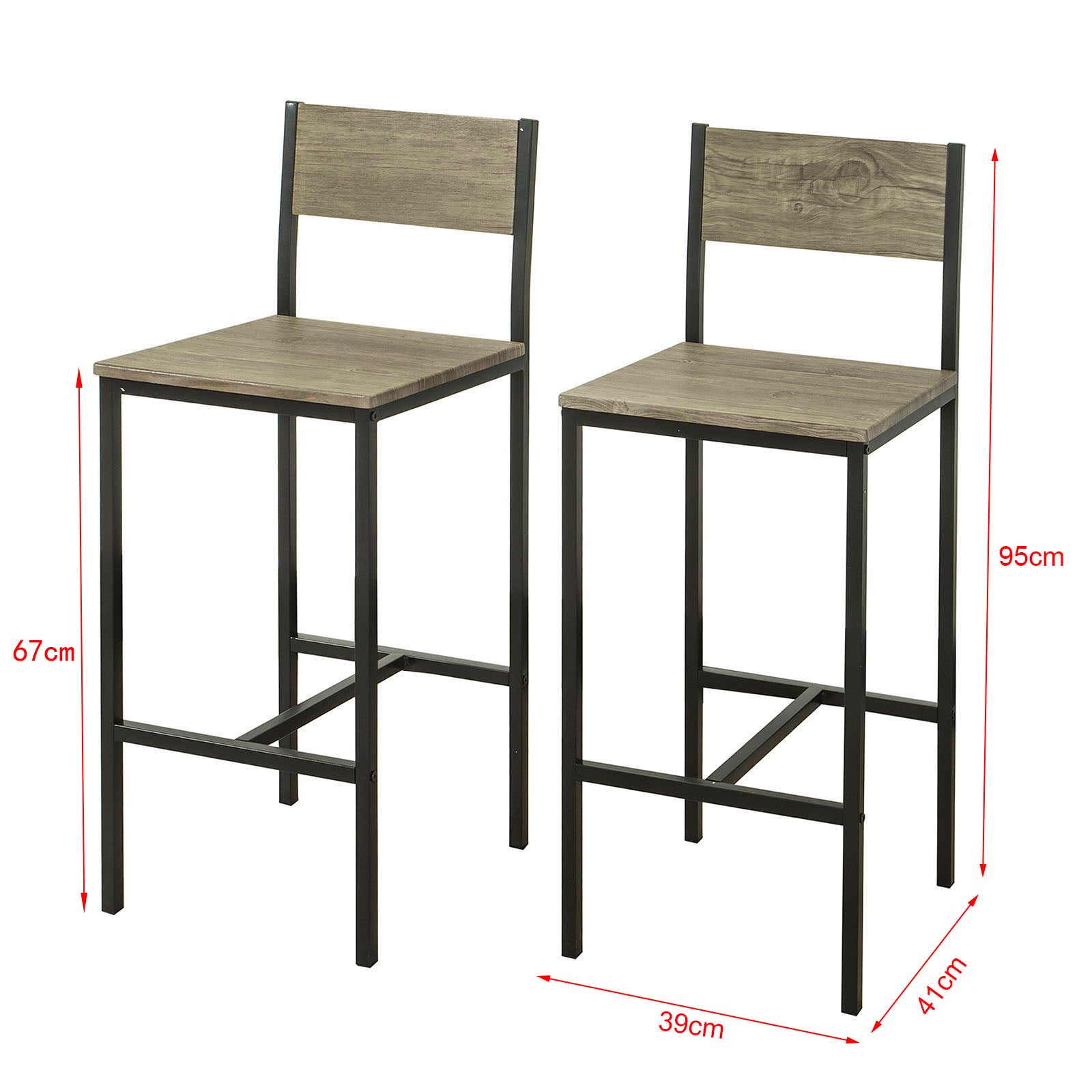 SoBuy Set of 2 High Back Kitchen Breakfast Dining Chairs,FST53x2
