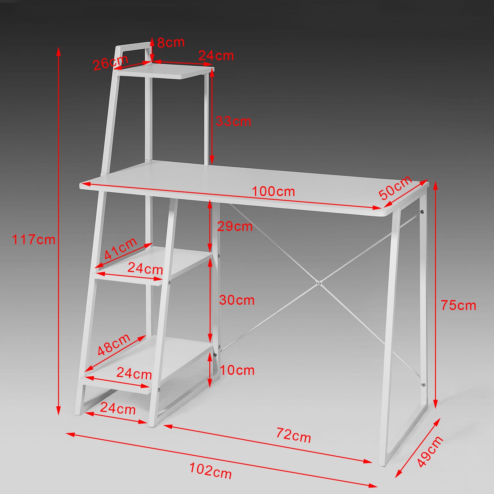 SoBuy Home White Office Wood Computer Table with Storage Rack,FWT29-W