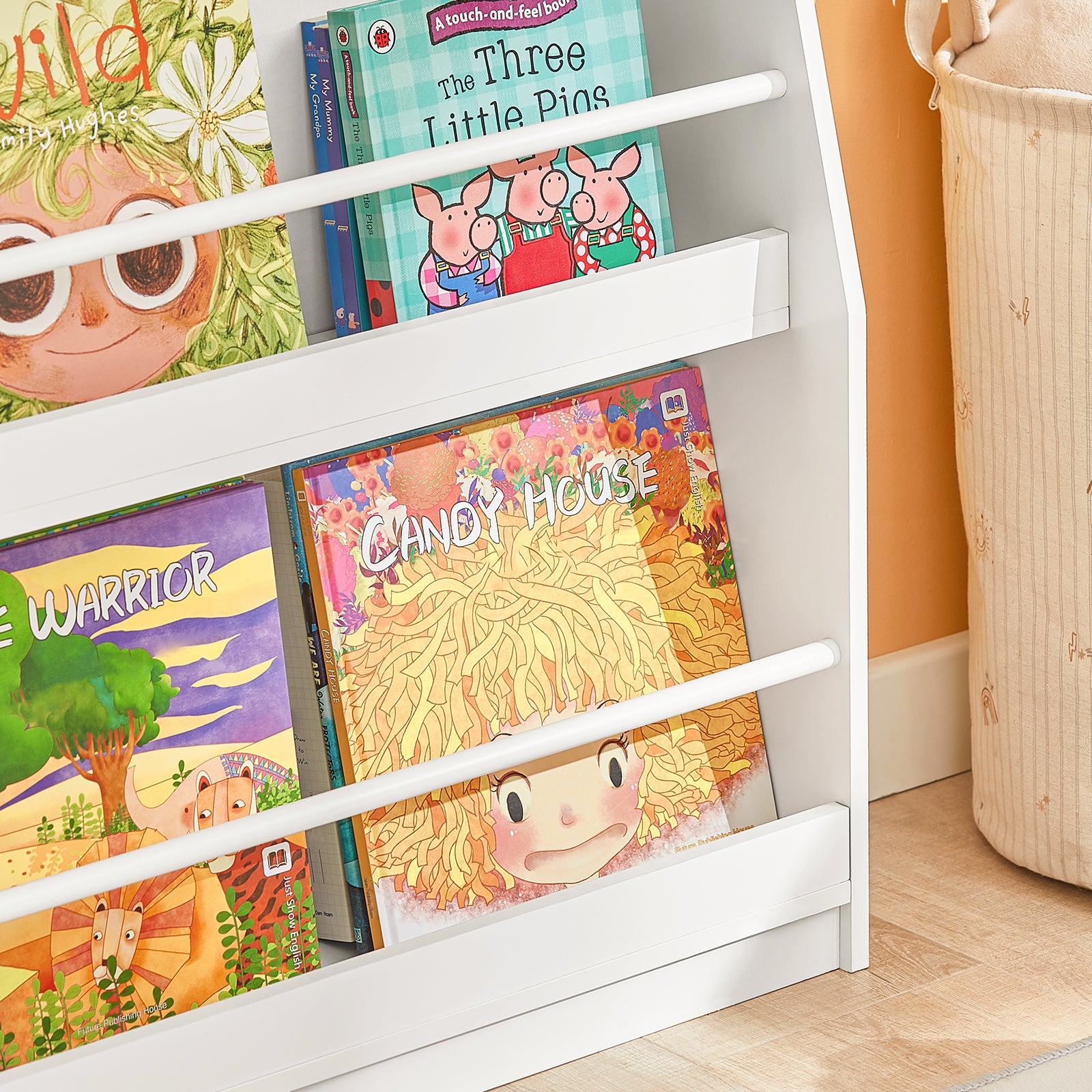 SoBuy Children Kids Bookcase Book Shelf Toy Shelf Storage Display Shelf Rack Organizer Holder with 3 Shelves KMB45-W