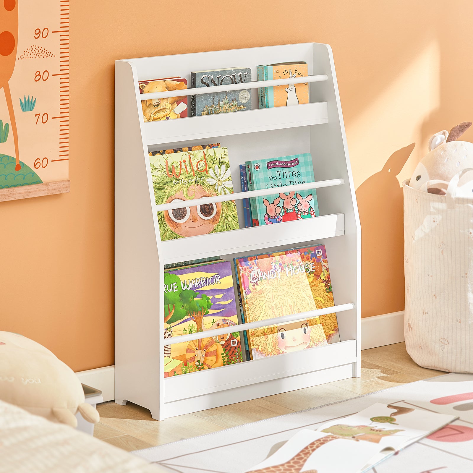 SoBuy Children Kids Bookcase Book Shelf Toy Shelf Storage Display Shelf Rack Organizer Holder with 3 Shelves KMB45-W