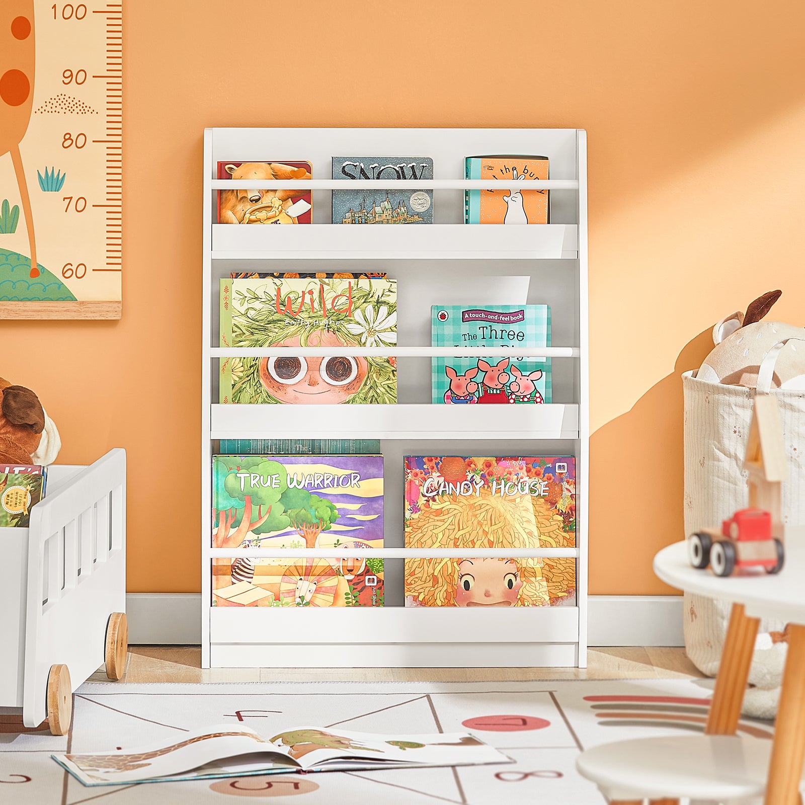 SoBuy Children Kids Bookcase Book Shelf Toy Shelf Storage Display Shelf Rack Organizer Holder with 3 Shelves KMB45-W