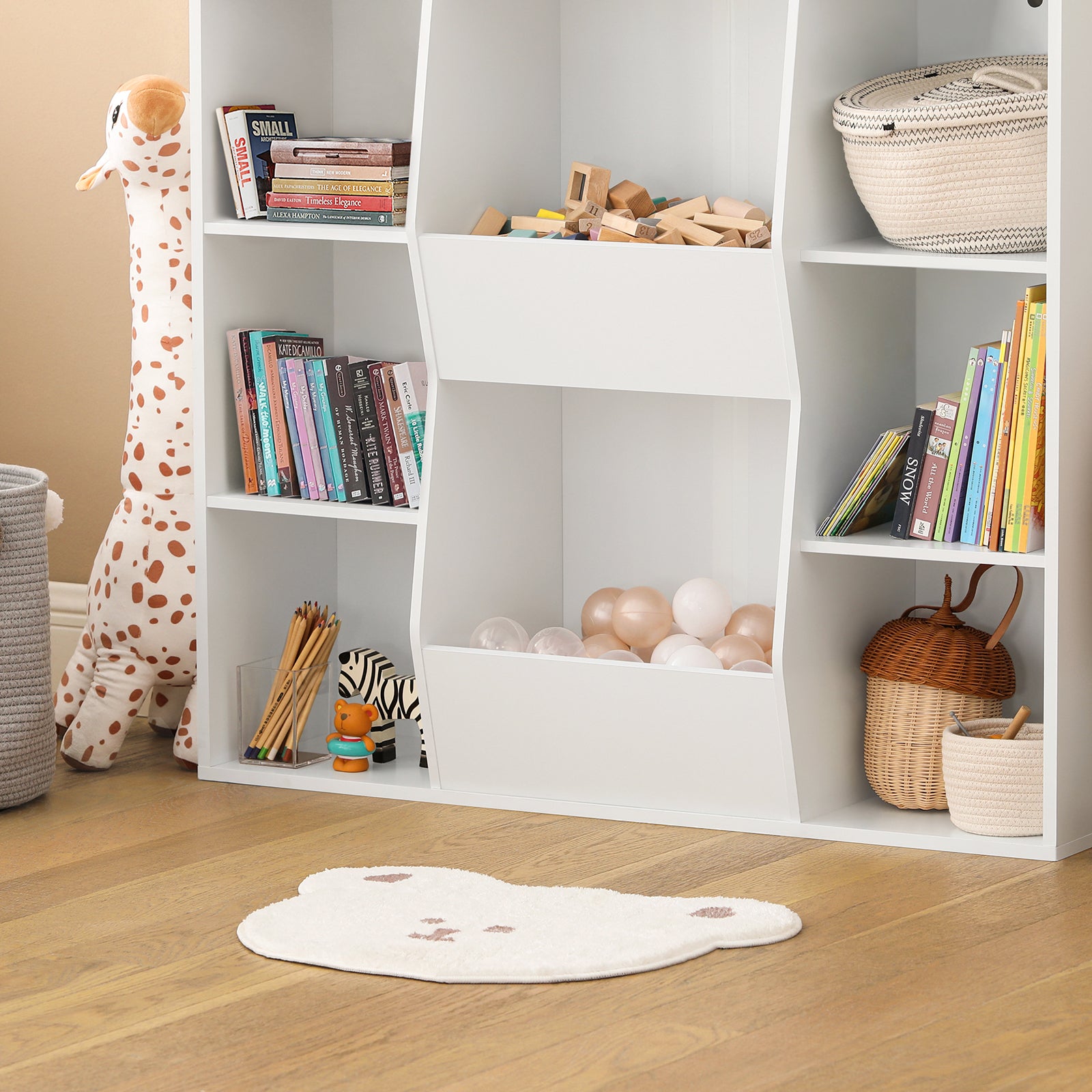 SoBuy Children Kids Bookcase Book Shelf Toy Storage Unit Storage Display Shelf Organizer with 8 Storage Compartments KMB55-W