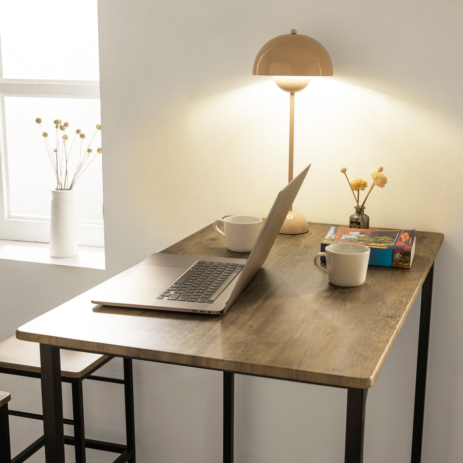 SoBuy OGT11-XL,Bar Set-1 Bar Table and 4 Stools,Home Kitchen Breakfast Table,Kitchen Counter with Bar Chairs