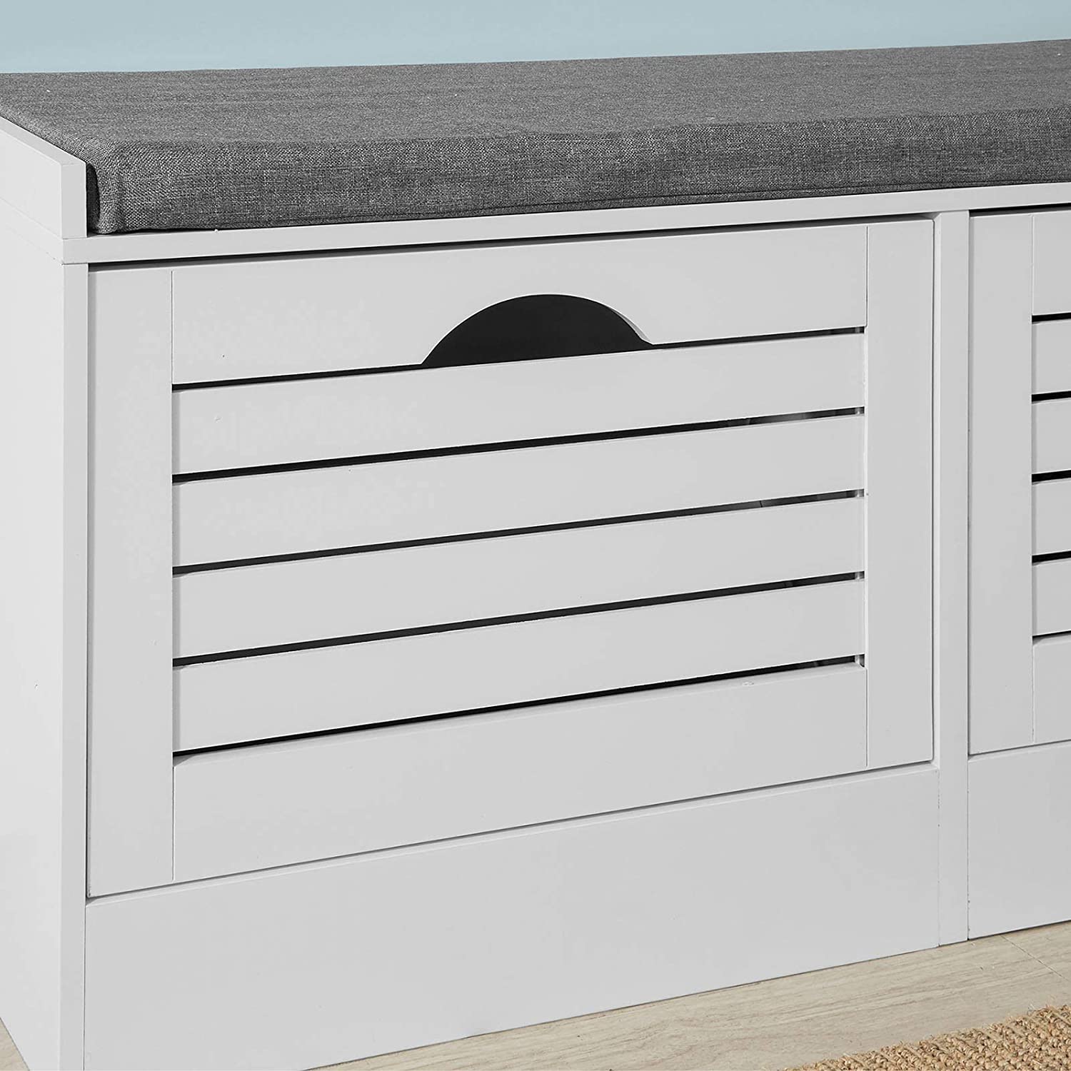 SoBuy FSR62-W Storage Bench with Drawers & Padded Seat Cushion Hallway Bench Shoe Cabinet Shoe Bench