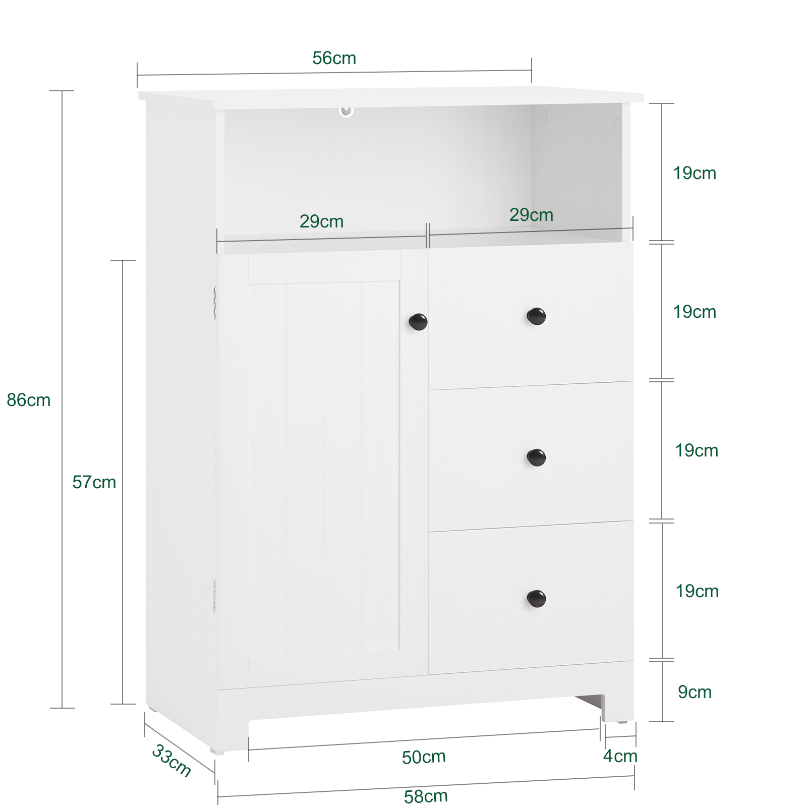 SoBuy Bathroom Storage Cabinet Living Room Hallway Storage Cupboard BZR107-W