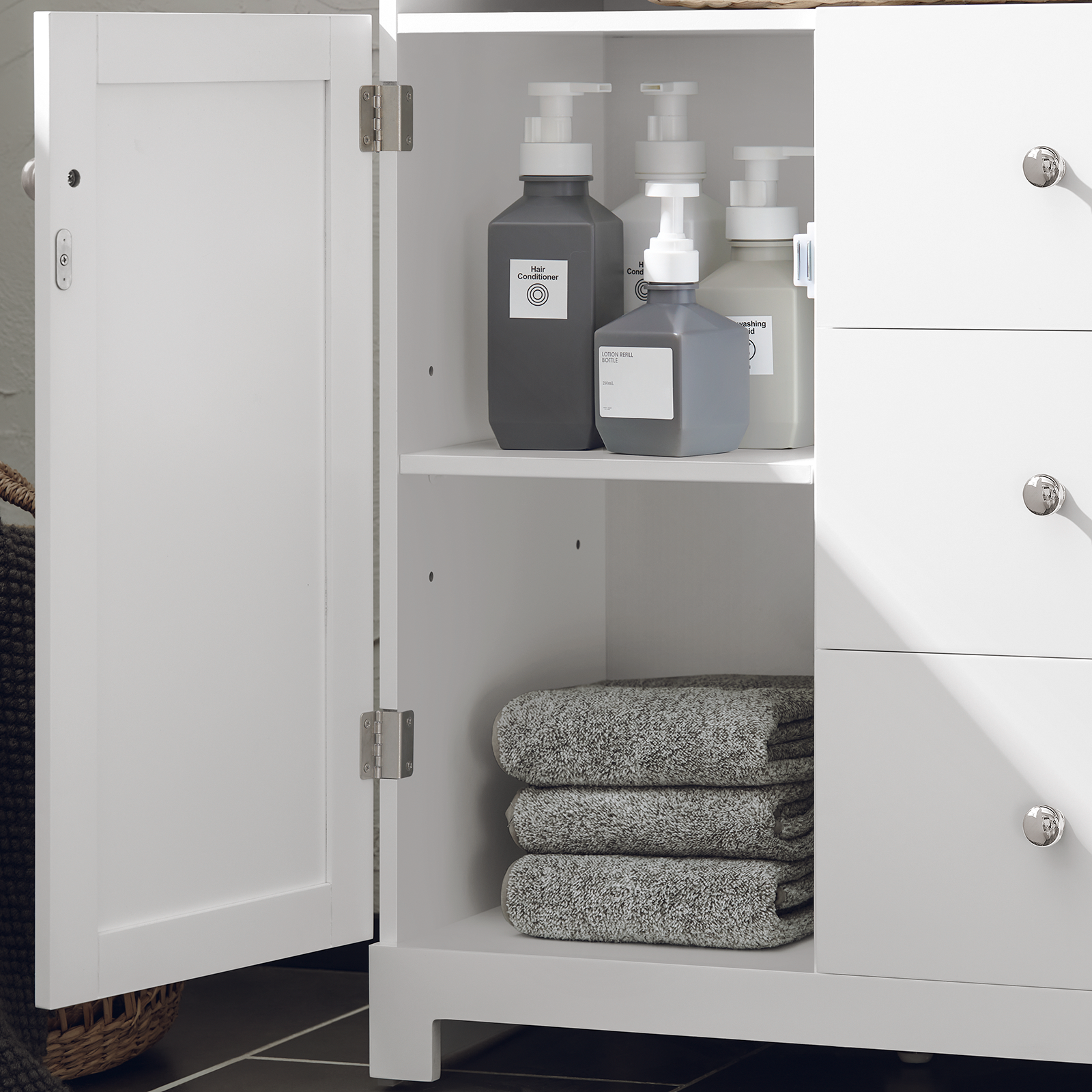 SoBuy Bathroom Storage Cabinet Living Room Hallway Storage Cupboard BZR107-W