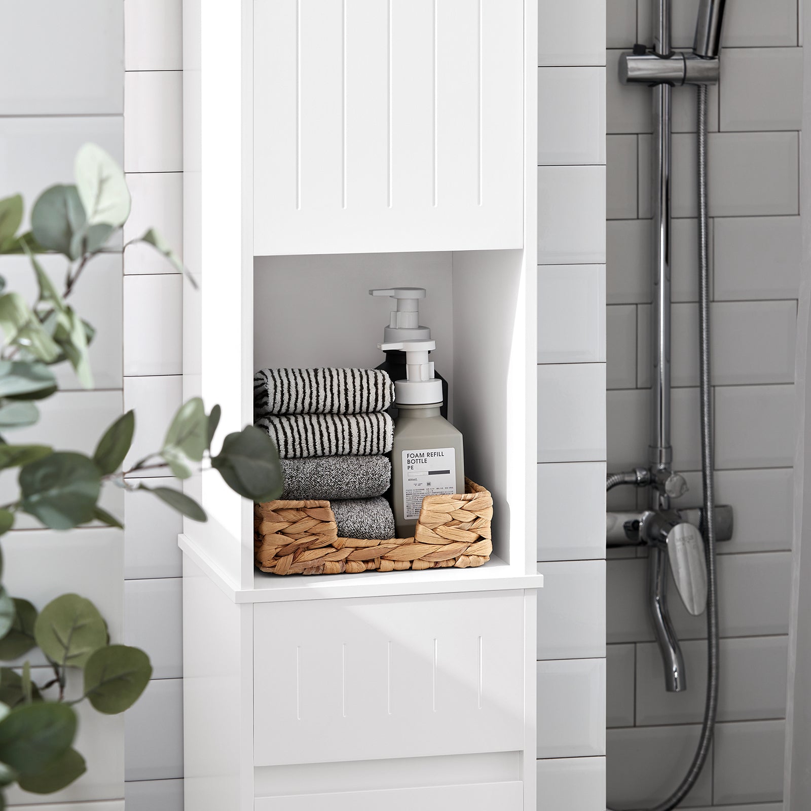 SoBuy BZR109-W, Bathroom Tall Cabinet Cupboard Storage Cabinet