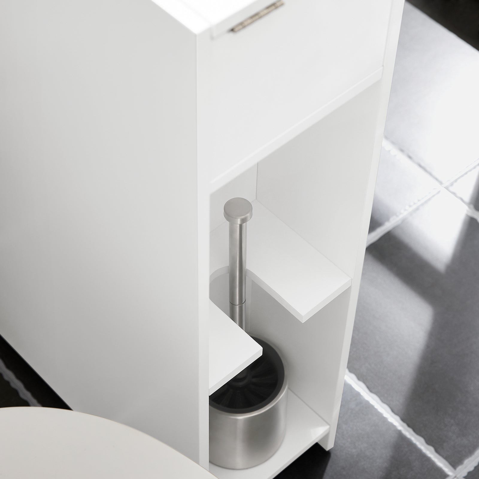 SoBuy BZR111-W, Narrow Bathroom Cabinet Storage Cabinet Toilet Paper Roll Holder