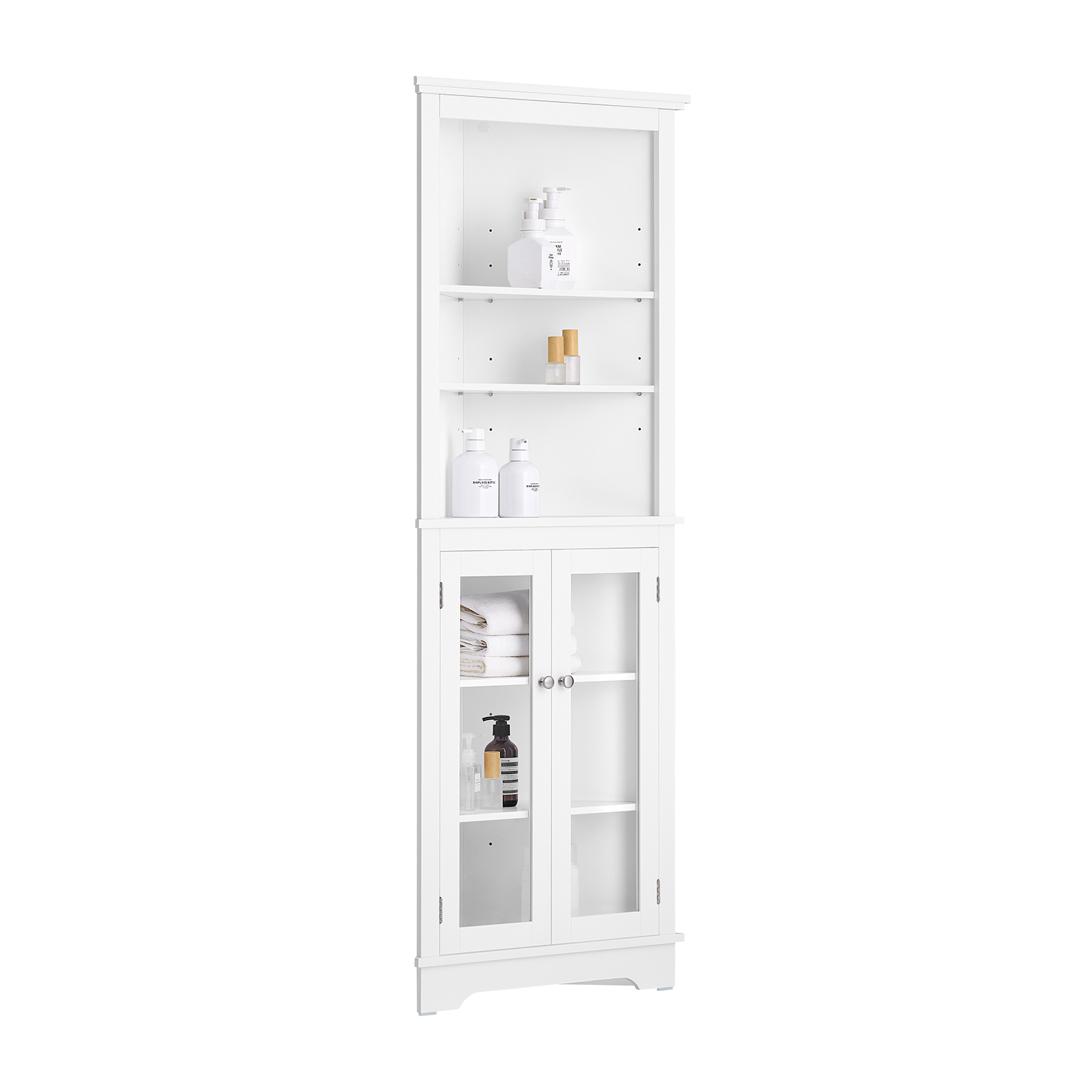 SoBuy Bathroom Tall Cabinet Corner Cupboard Bathroom Cabinet Storage Cabinet BZR145-W