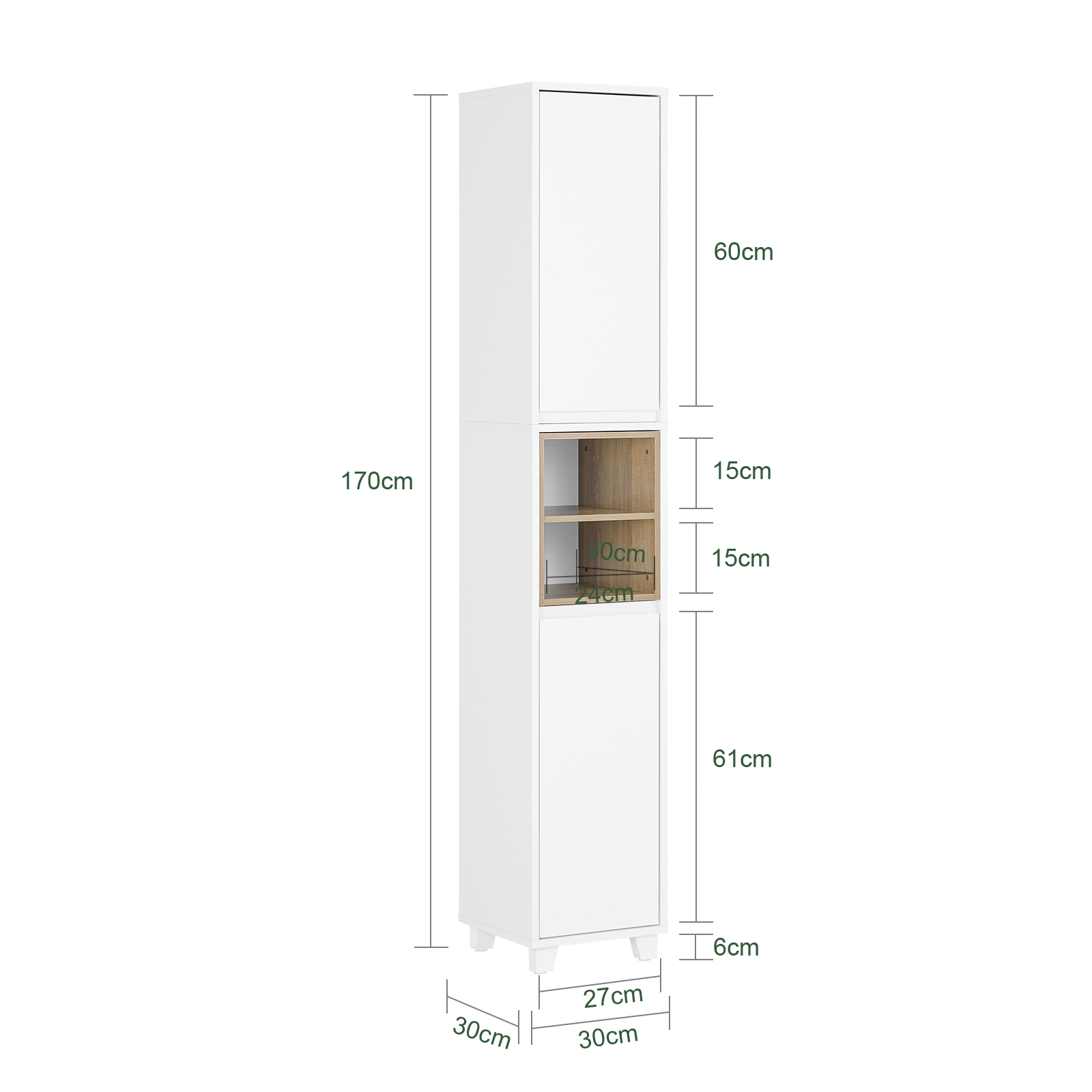 SoBuy Bathroom Tall Cabinet Tall Cupboard Bathroom Storage Cabinet BZR147-W