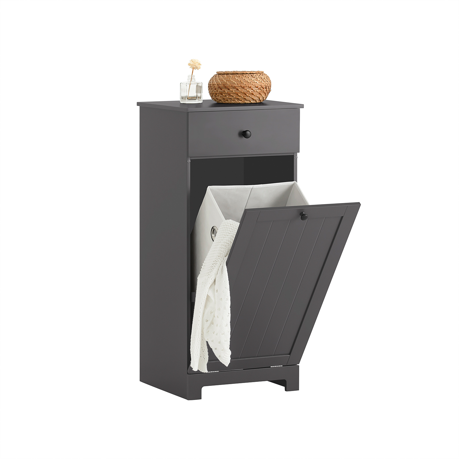 SoBuy BZR21-DG, Bathroom Laundry Basket Bathroom Storage Cabinet Unit with Drawer, 40x38x90cm