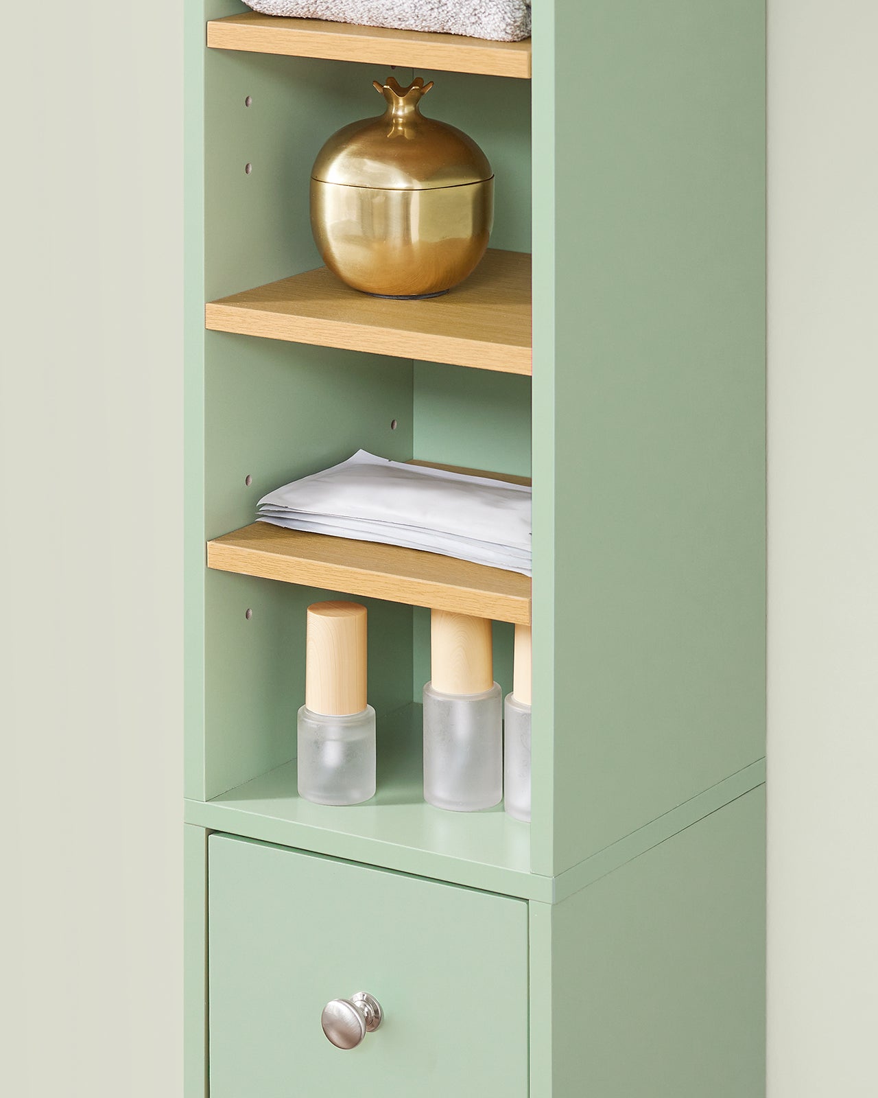 SoBuy Bathroom Tall Cabinet with 1 Drawer, 2 Doors and Adjustable Shelves Floor Storage Cupboard BZR34-GR