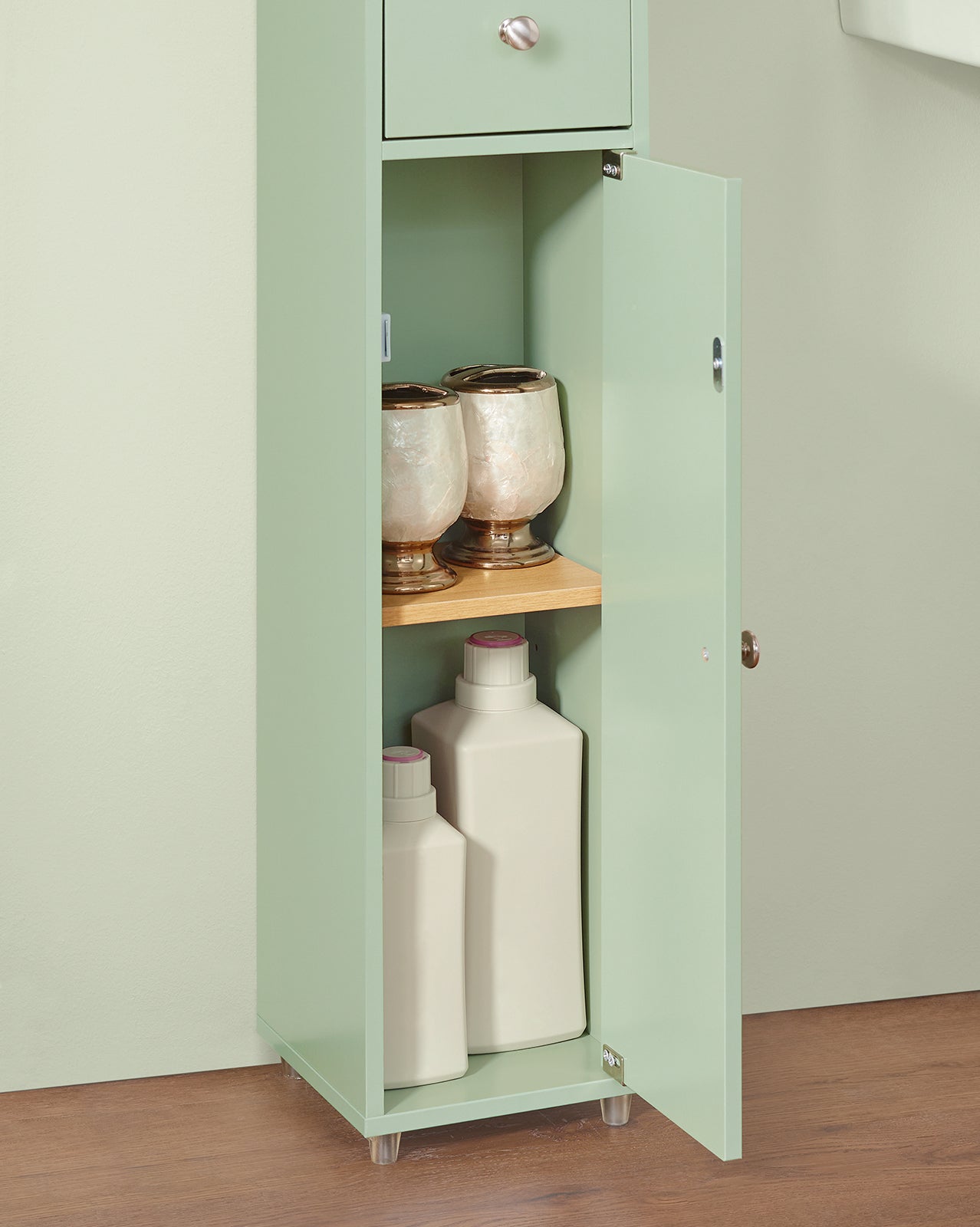 SoBuy Bathroom Tall Cabinet with 1 Drawer, 2 Doors and Adjustable Shelves Floor Storage Cupboard BZR34-GR