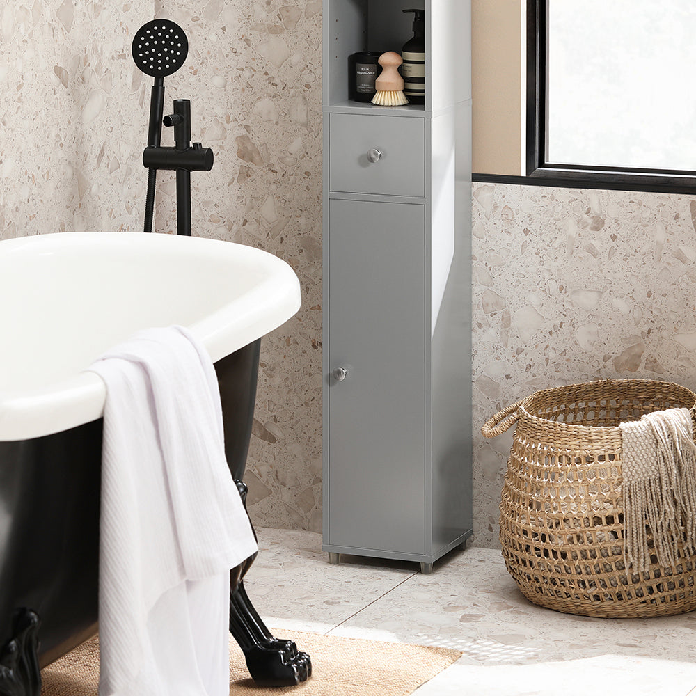 SoBuy BZR34-HG, Grey Bathroom Cabinet Bathroom Shelf Bathroom Tall Cabinet Cupboard, 20x20x180cm