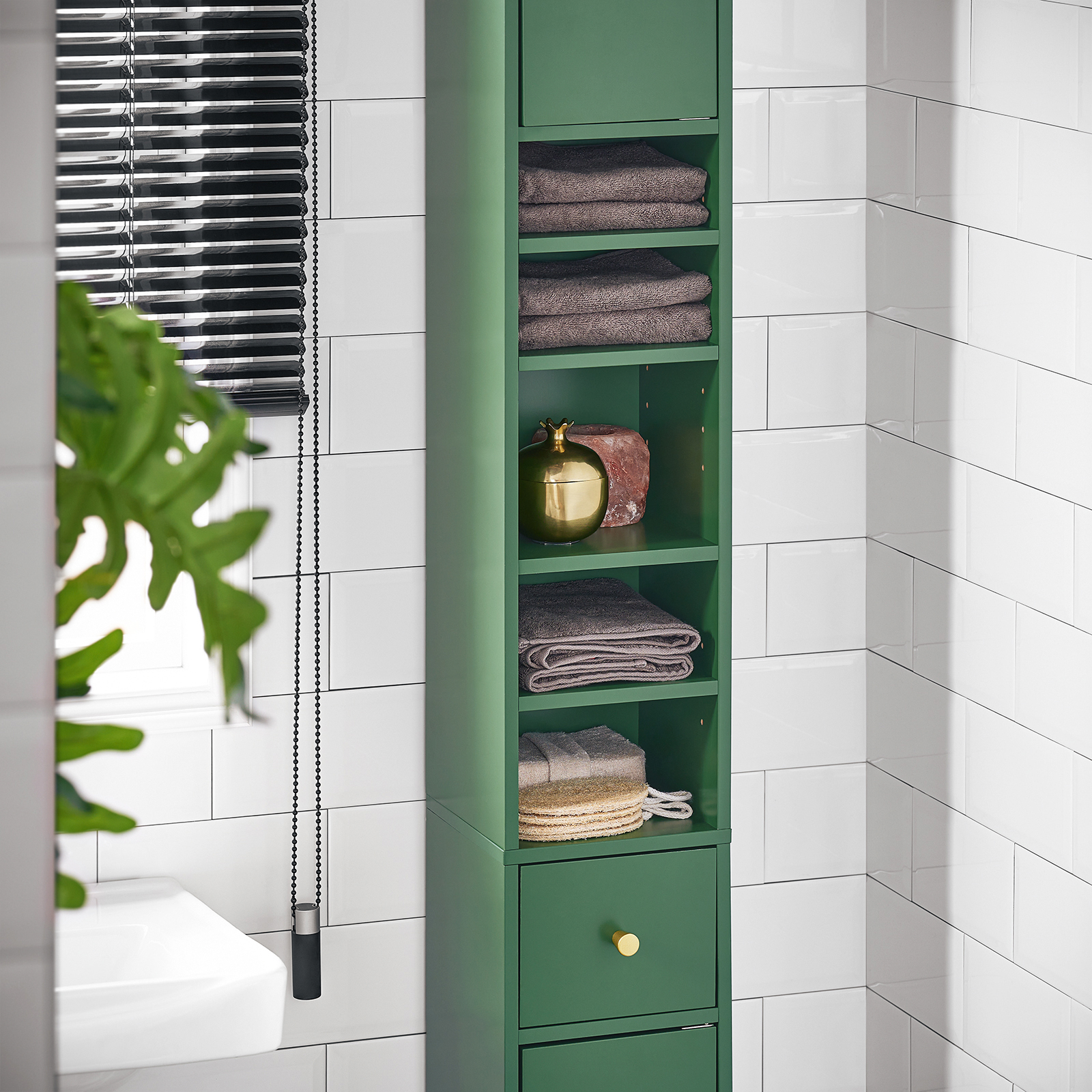 SoBuy Bathroom Tall Cabinet with 1 Drawer, 2 Doors and Adjustable Shelves Floor Storage Cupboard BZR34-SY