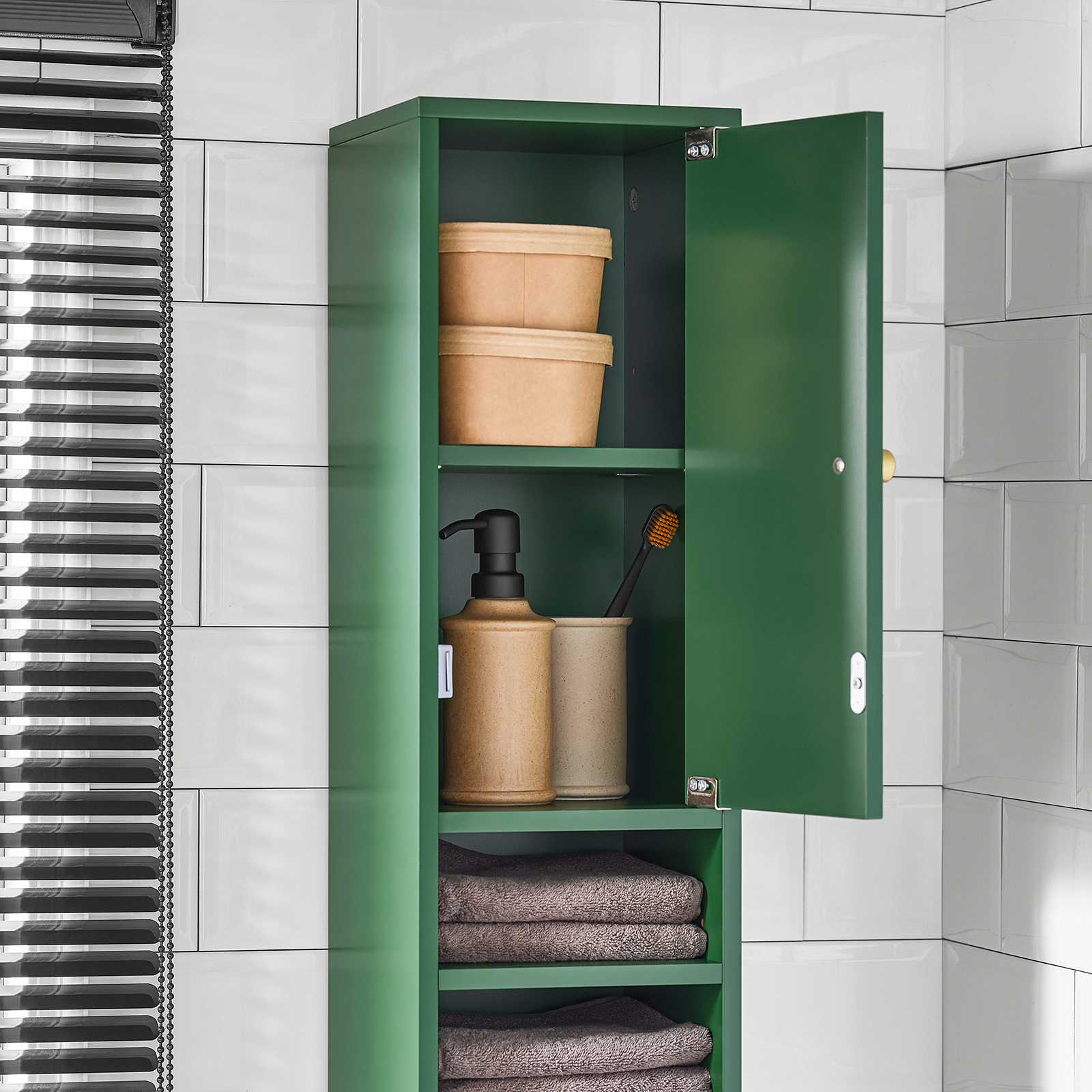 SoBuy Bathroom Tall Cabinet with 1 Drawer, 2 Doors and Adjustable Shelves Floor Storage Cupboard BZR34-SY